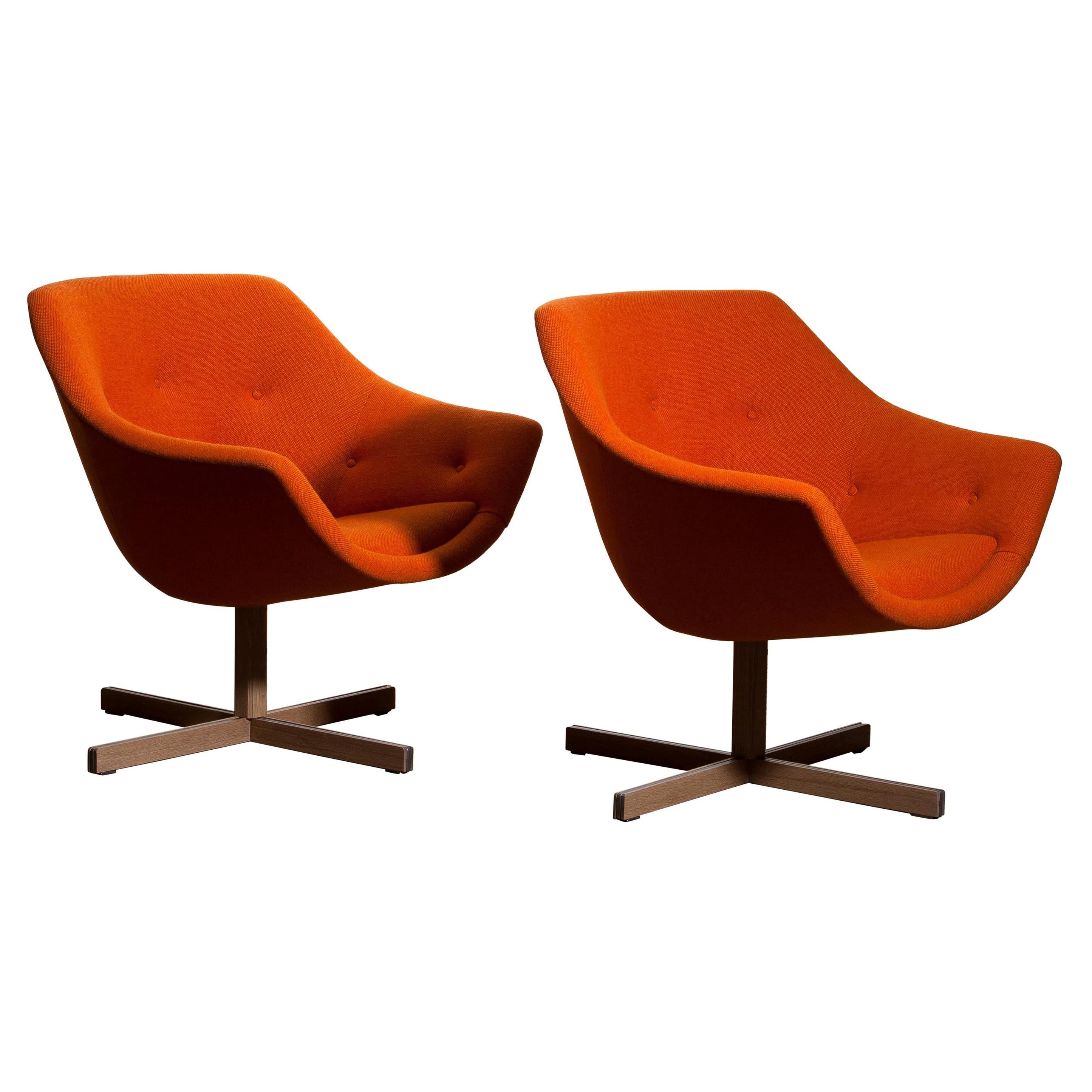 Finnish 1960s, Pair of Swivel Club Lounge Armchairs by Carl Gustaf Hiort Nanna Ditzel