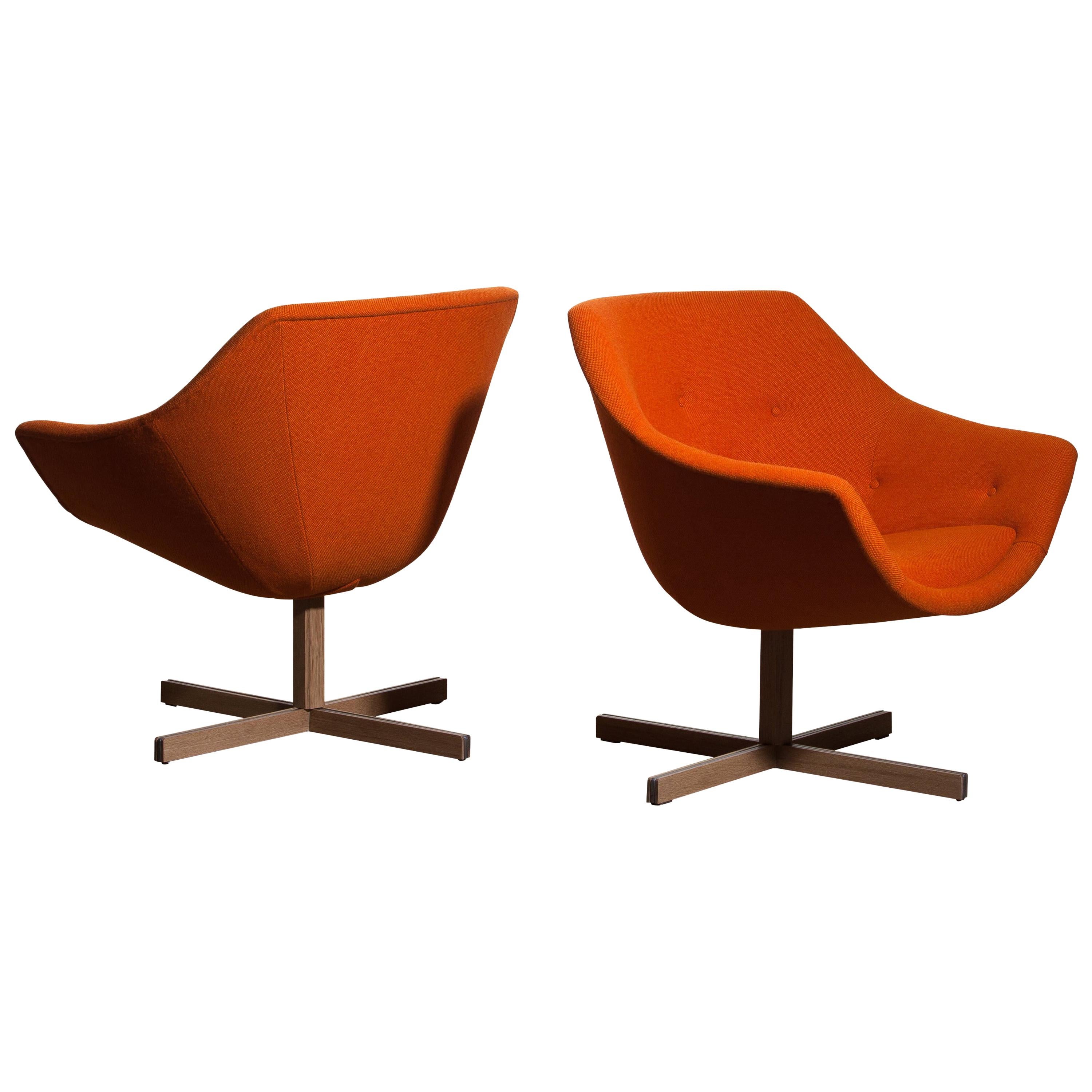 1960s, Pair of Swivel Club Lounge Armchairs by Carl Gustaf Hiort Nanna Ditzel In Good Condition In Silvolde, Gelderland