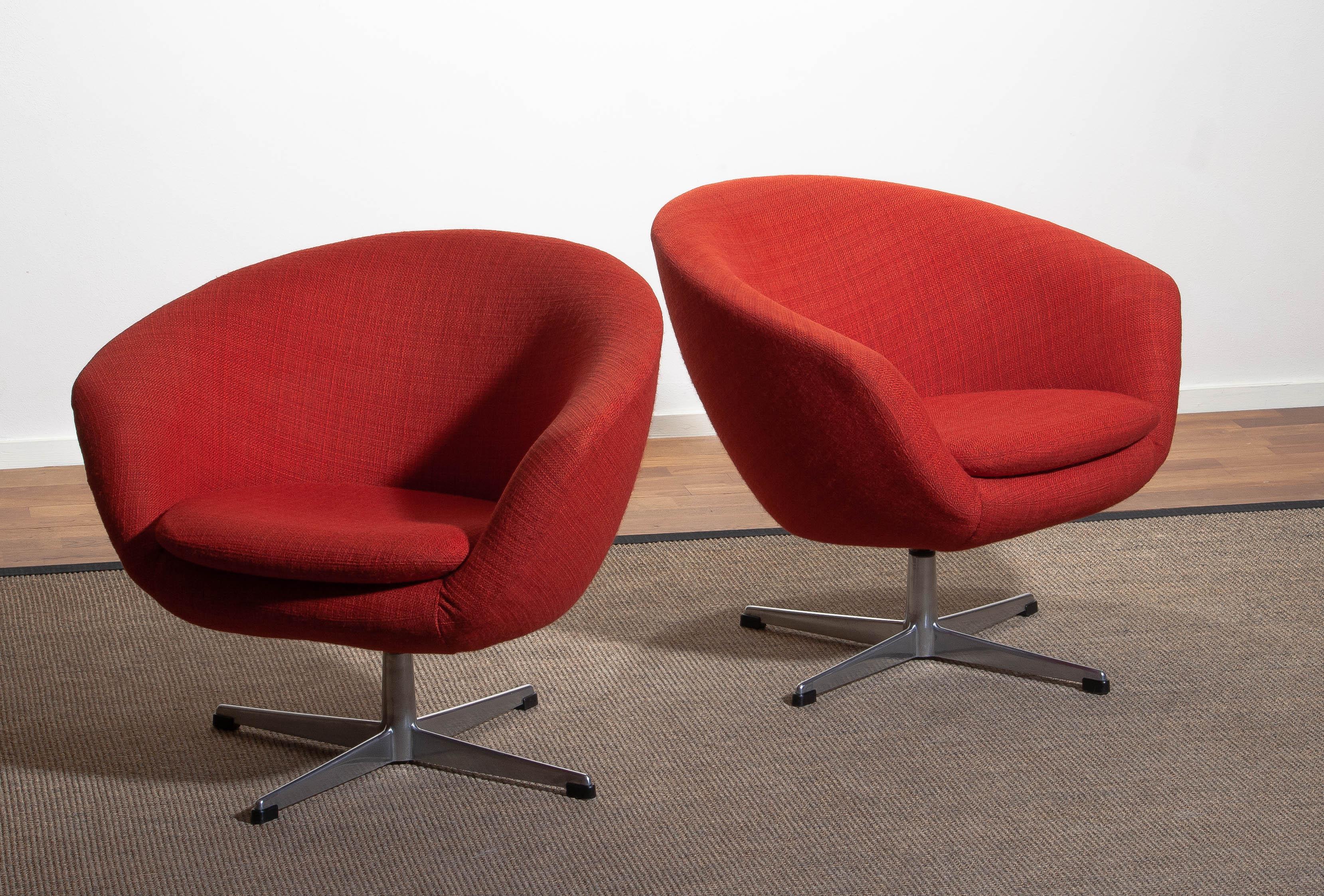 Mid-Century Modern 1960s, Pair of Swivel Lounge Chairs by Carl Eric Klote for Overman, Denmark