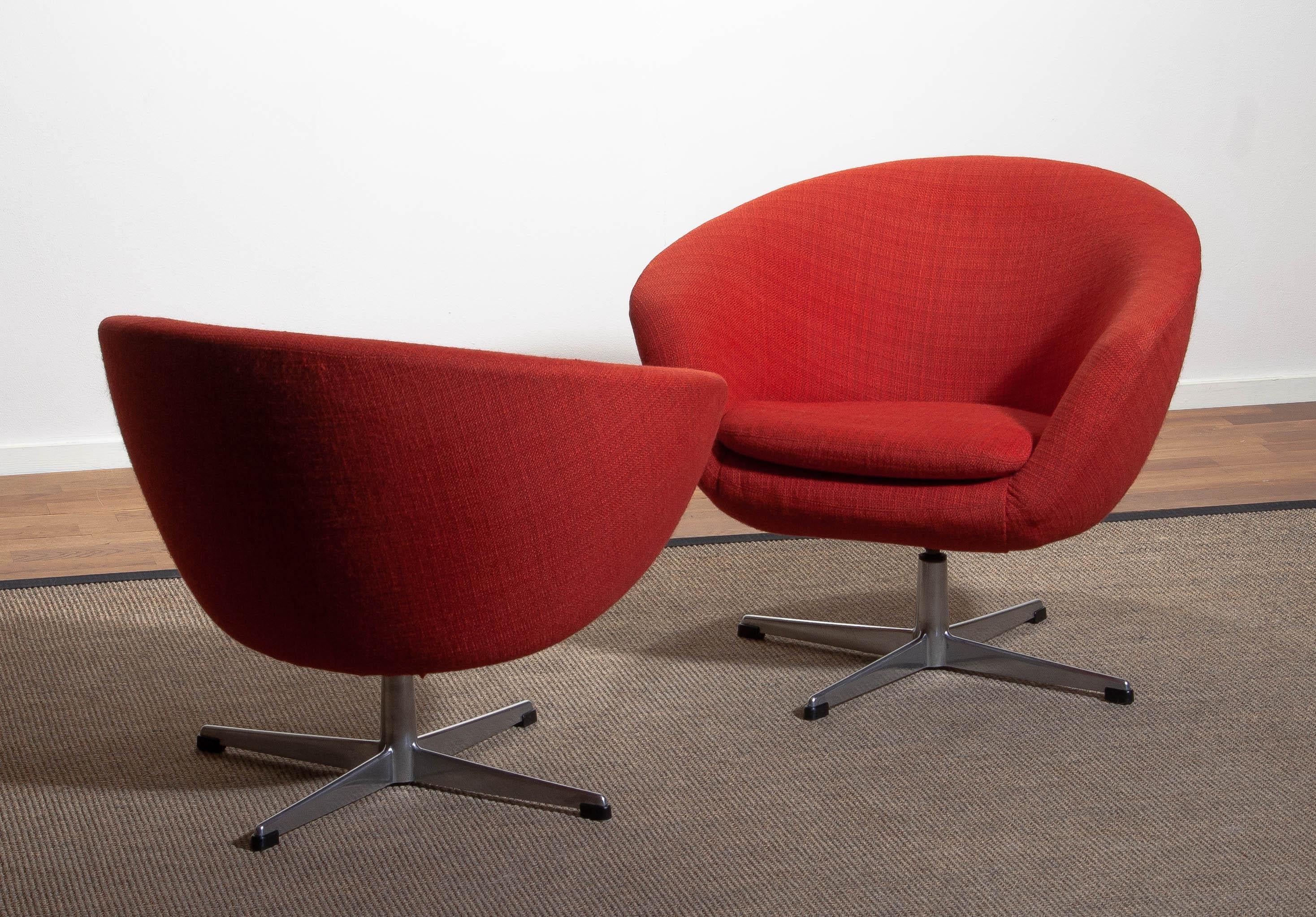 Mid-Century Modern 1960s, Pair of Swivel Lounge Chairs by Carl Eric Klote for Overman, Denmark