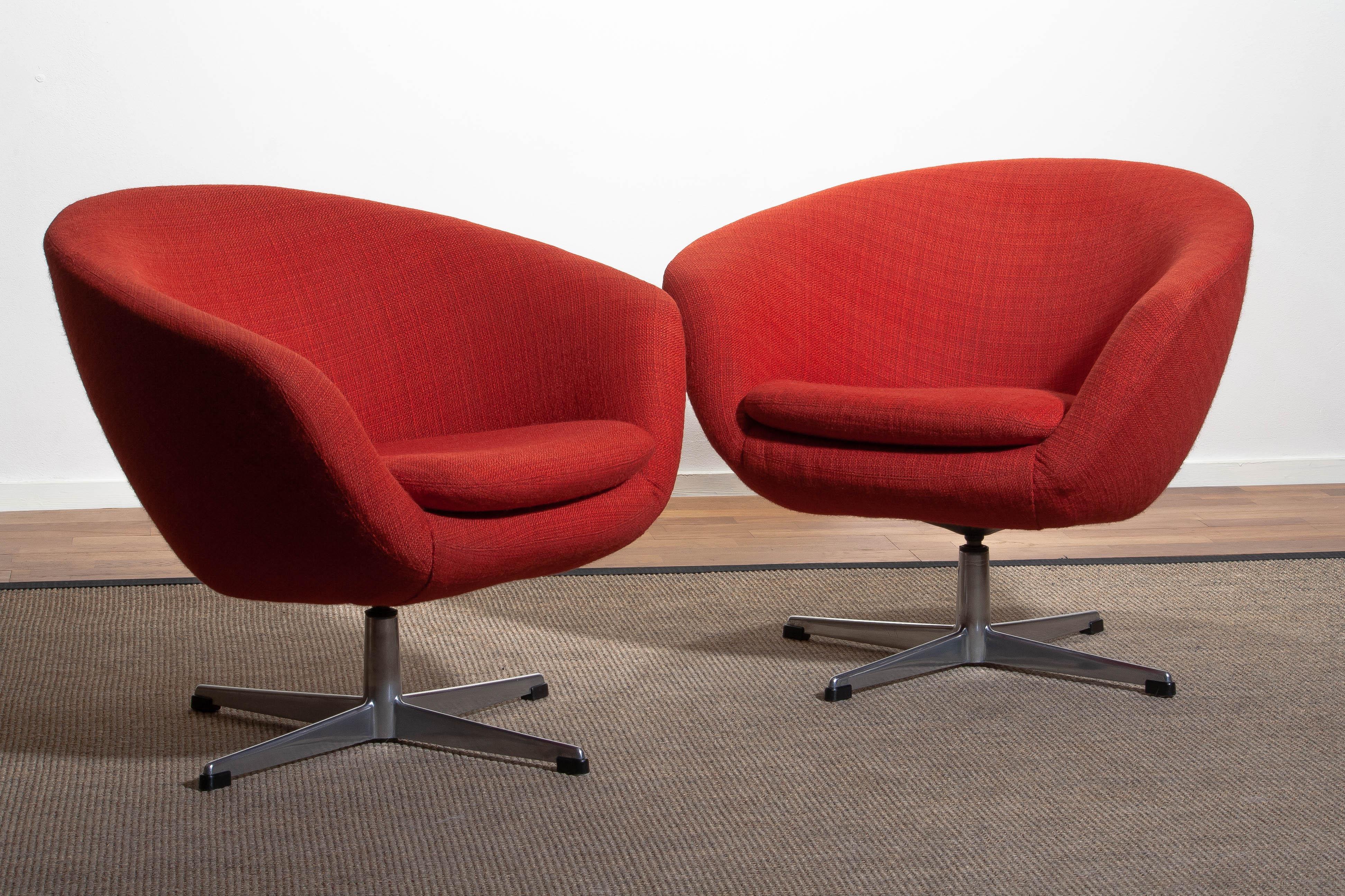 Danish 1960s, Pair of Swivel Lounge Chairs By Carl Eric Klote For Overman, Denmark