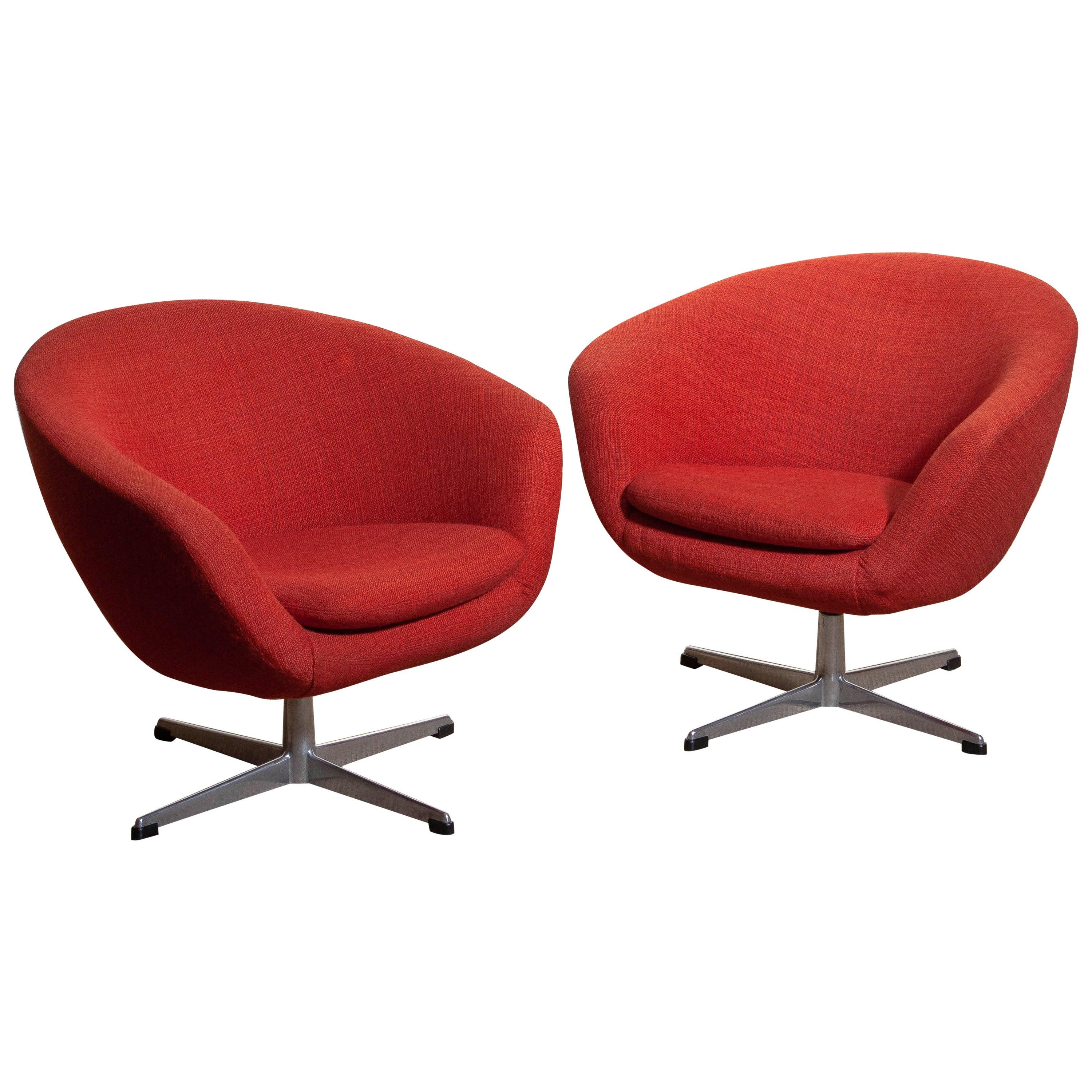 1960s, Pair of Swivel Lounge Chairs by Carl Eric Klote for Overman, Denmark In Good Condition In Silvolde, Gelderland
