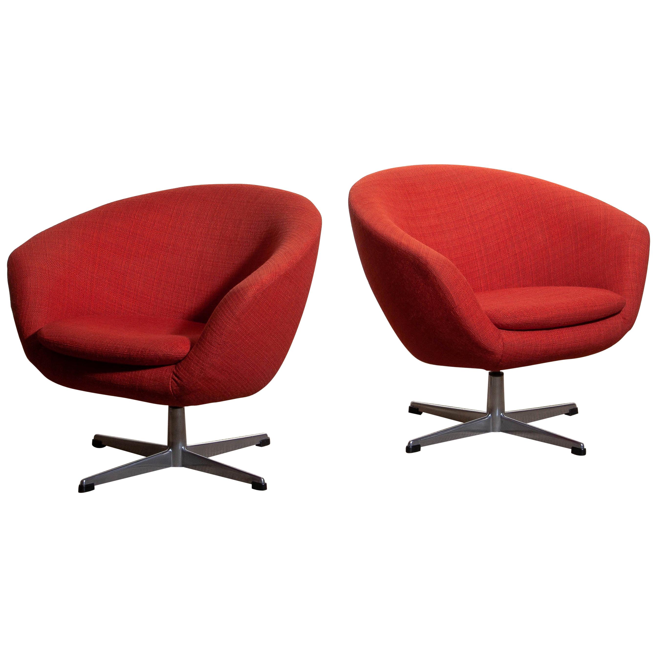 Aluminum 1960s, Pair of Swivel Lounge Chairs by Carl Eric Klote for Overman, Denmark