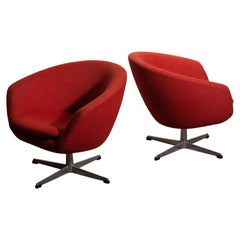 1960s, Pair of Swivel Lounge Chairs by Carl Eric Klote for Overman, Denmark