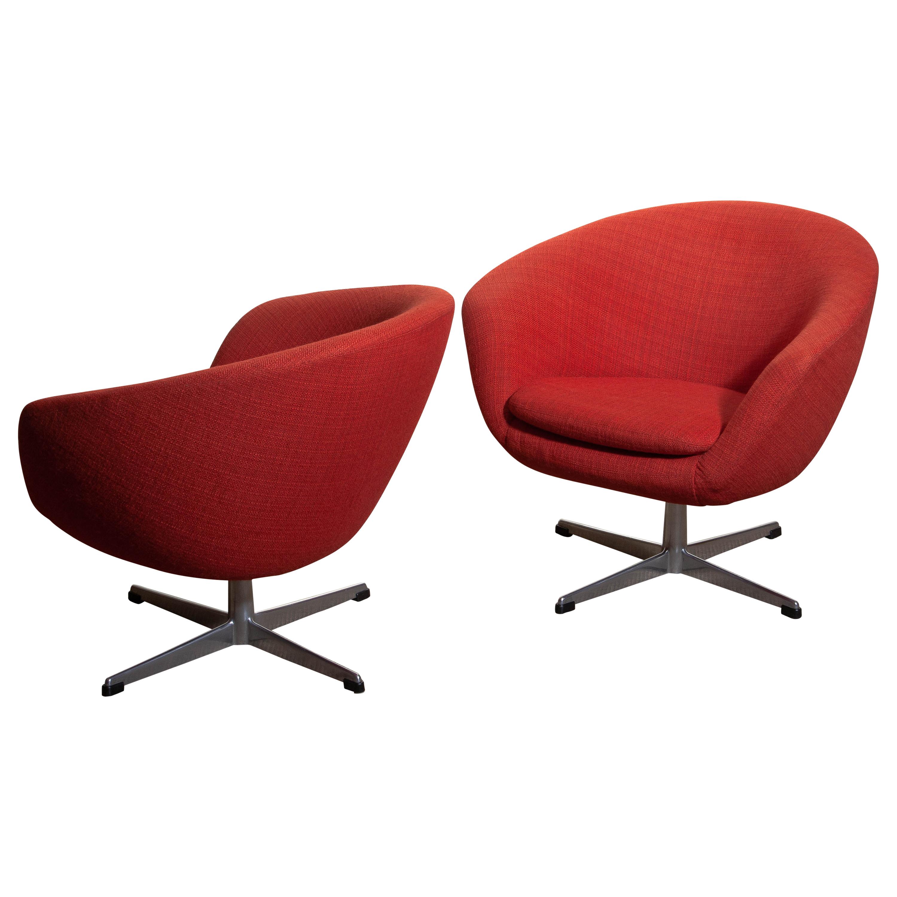 1960s, Pair of Swivel Lounge Chairs by Carl Eric Klote for Overman, Denmark