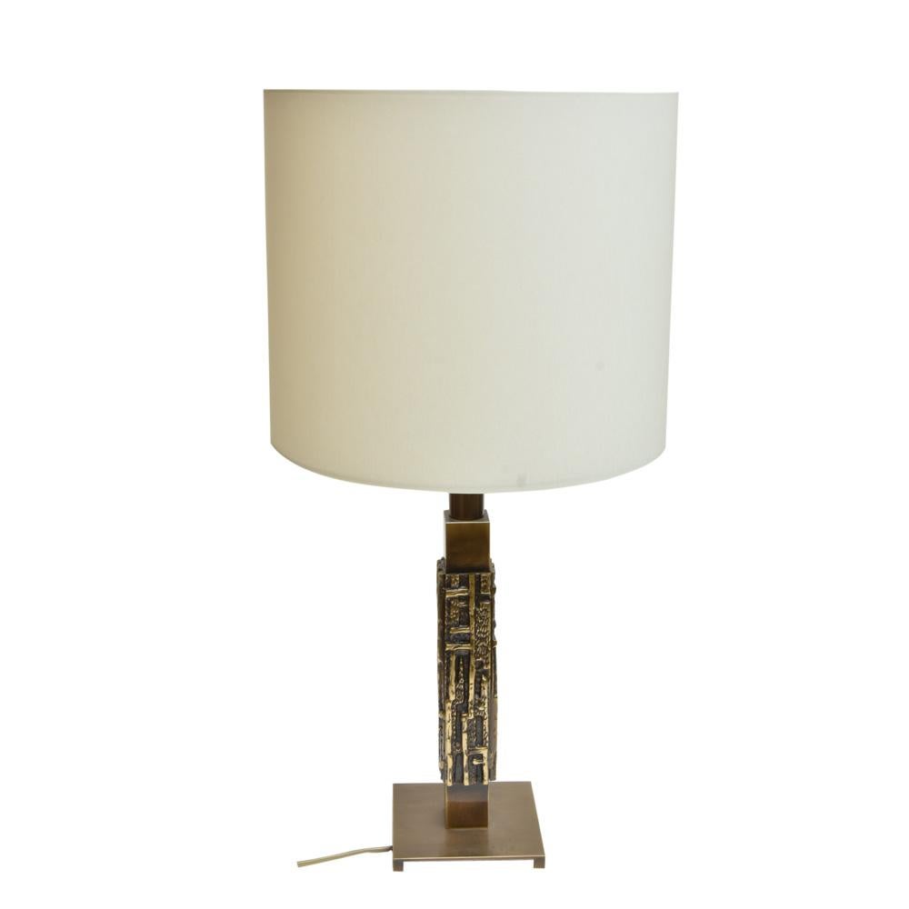 Mid-Century Modern 1960s Pair of Table Lamps Brass with Cream Shades Italian Design by L. Friggerio