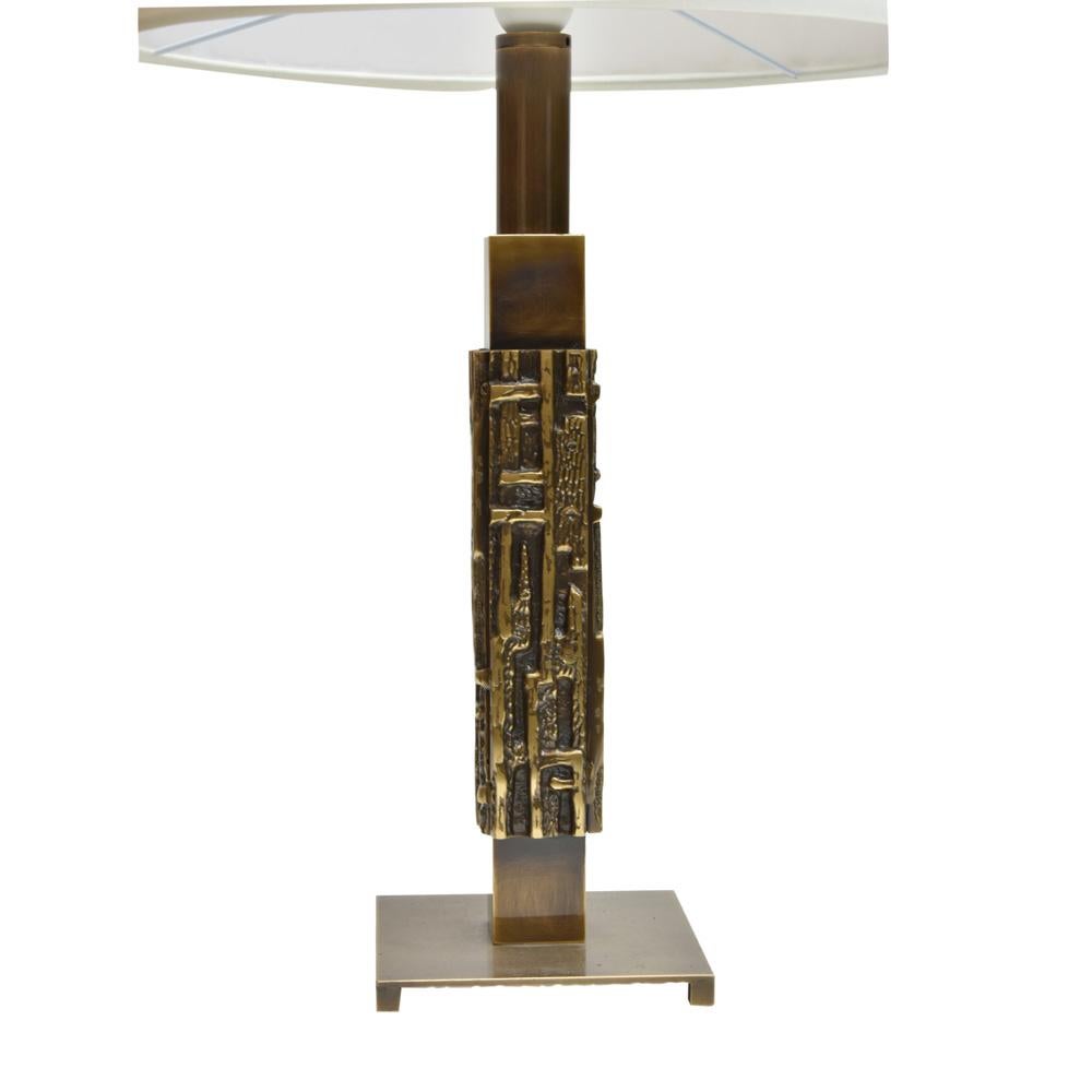 1960s Pair of Table Lamps Brass with Cream Shades Italian Design by L. Friggerio In Good Condition In London, GB