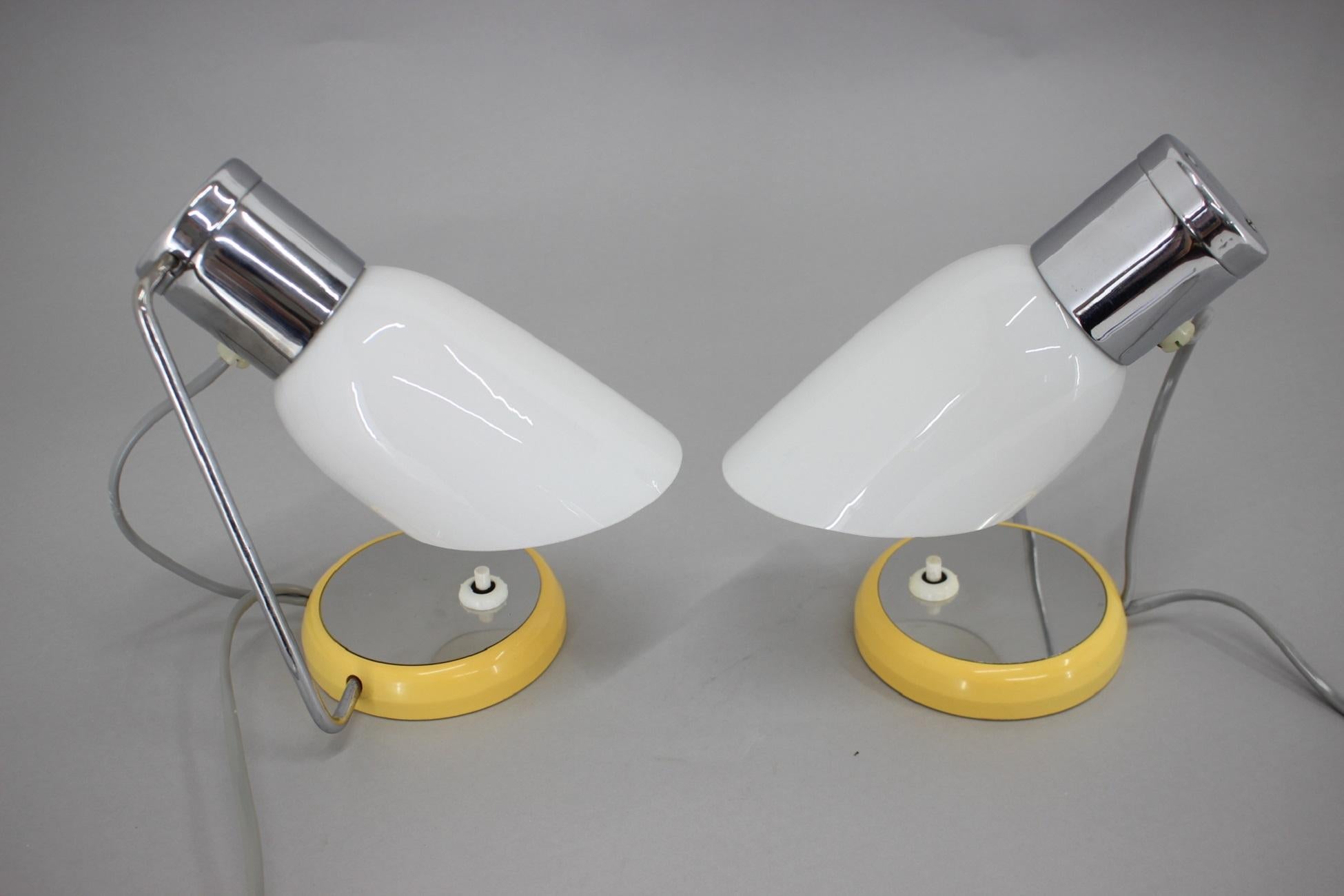 Mid-Century Modern 1960s Pair of Table Lamps by Drupol, Czechoslovakia For Sale