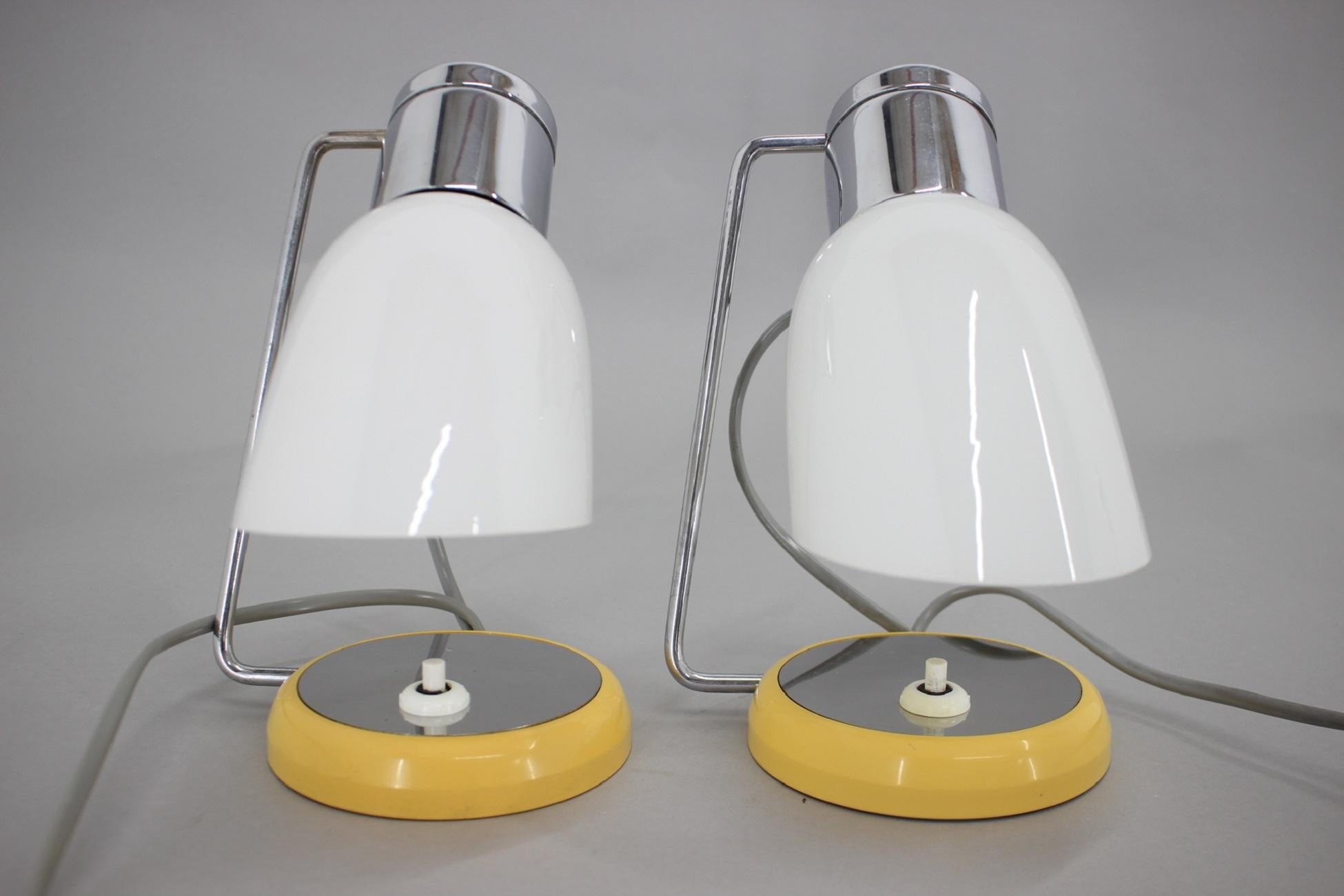 Mid-20th Century 1960s Pair of Table Lamps by Drupol, Czechoslovakia For Sale