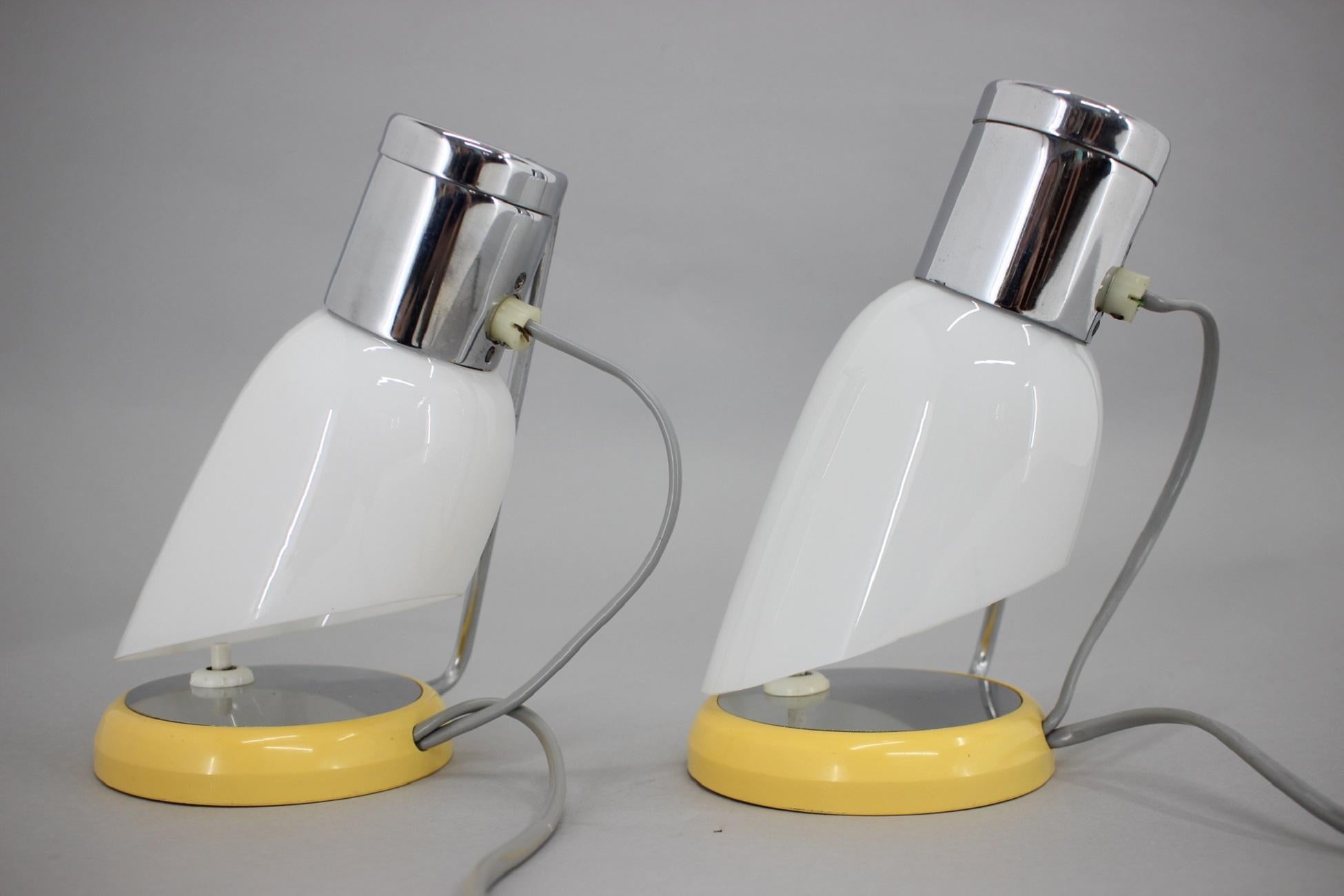 Glass 1960s Pair of Table Lamps by Drupol, Czechoslovakia For Sale