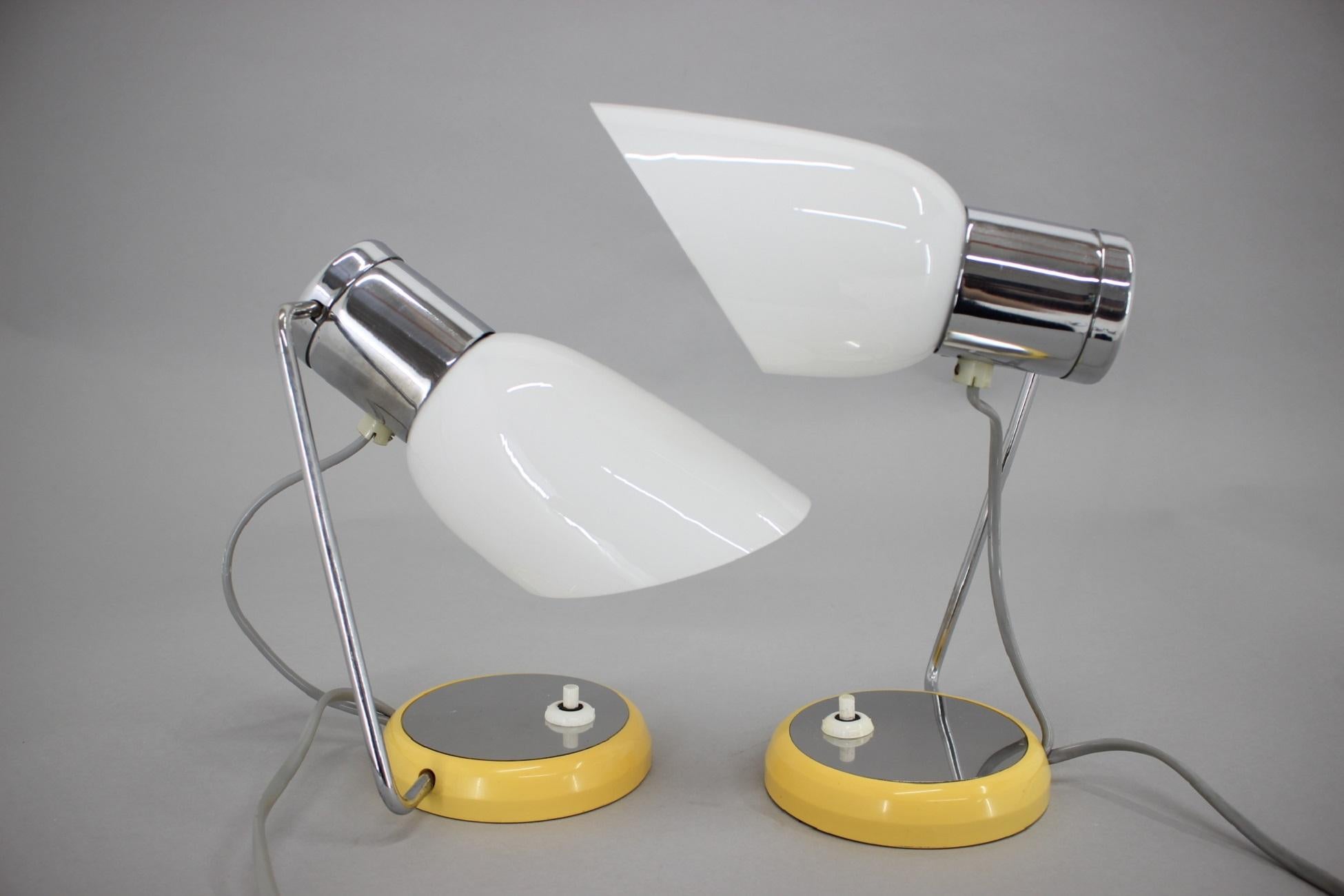 1960s Pair of Table Lamps by Drupol, Czechoslovakia For Sale 3