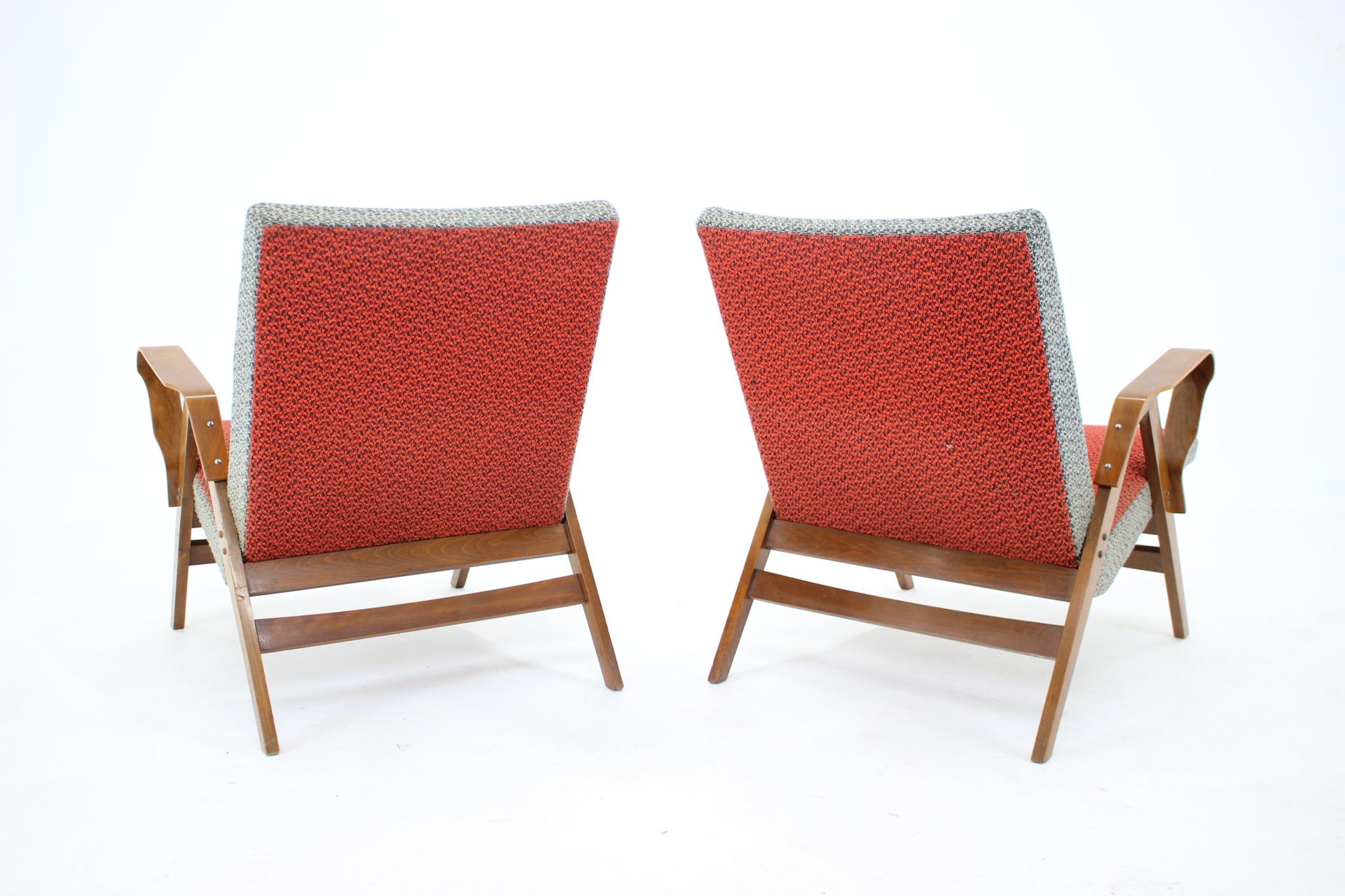 Mid-Century Modern 1960s Pair of Tatra Armchairs, Czechoslovakia For Sale