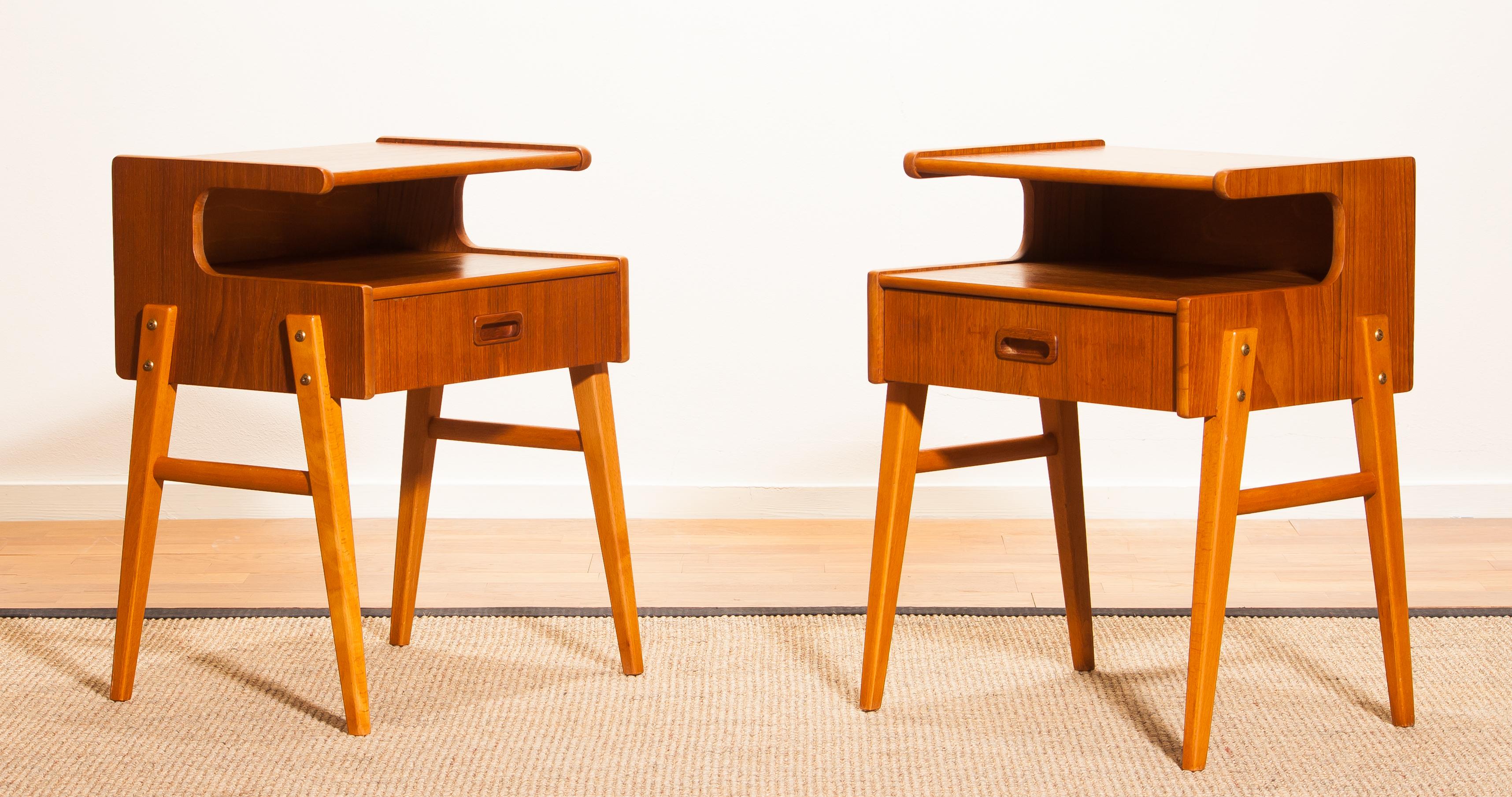 1950s Pair of Teak 'Model C' Bedside Tables 1