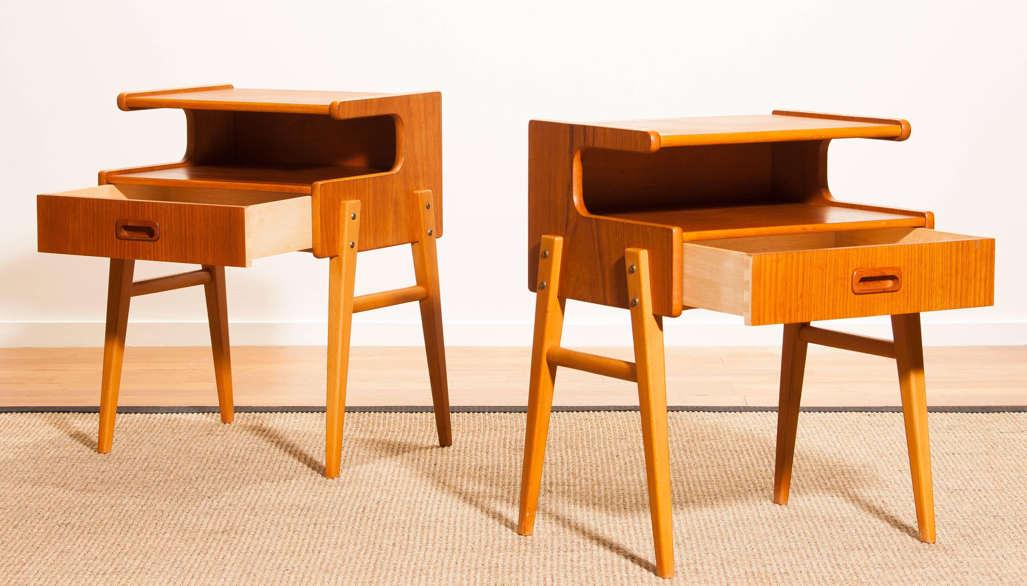 Swedish 1960s Pair of Teak 'Model C1' Bedside Tables