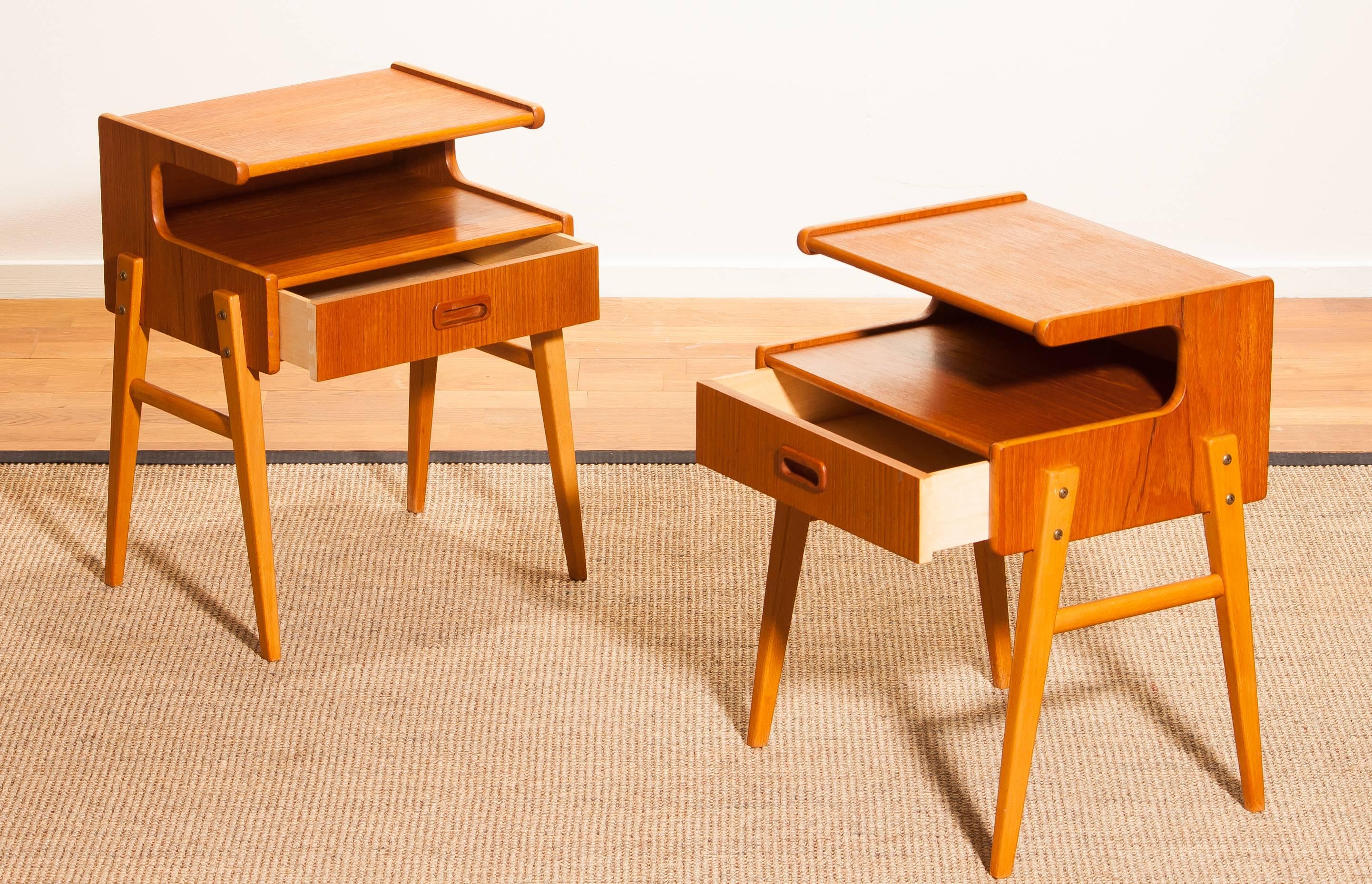 1960s Pair of Teak 'Model C1' Bedside Tables 1
