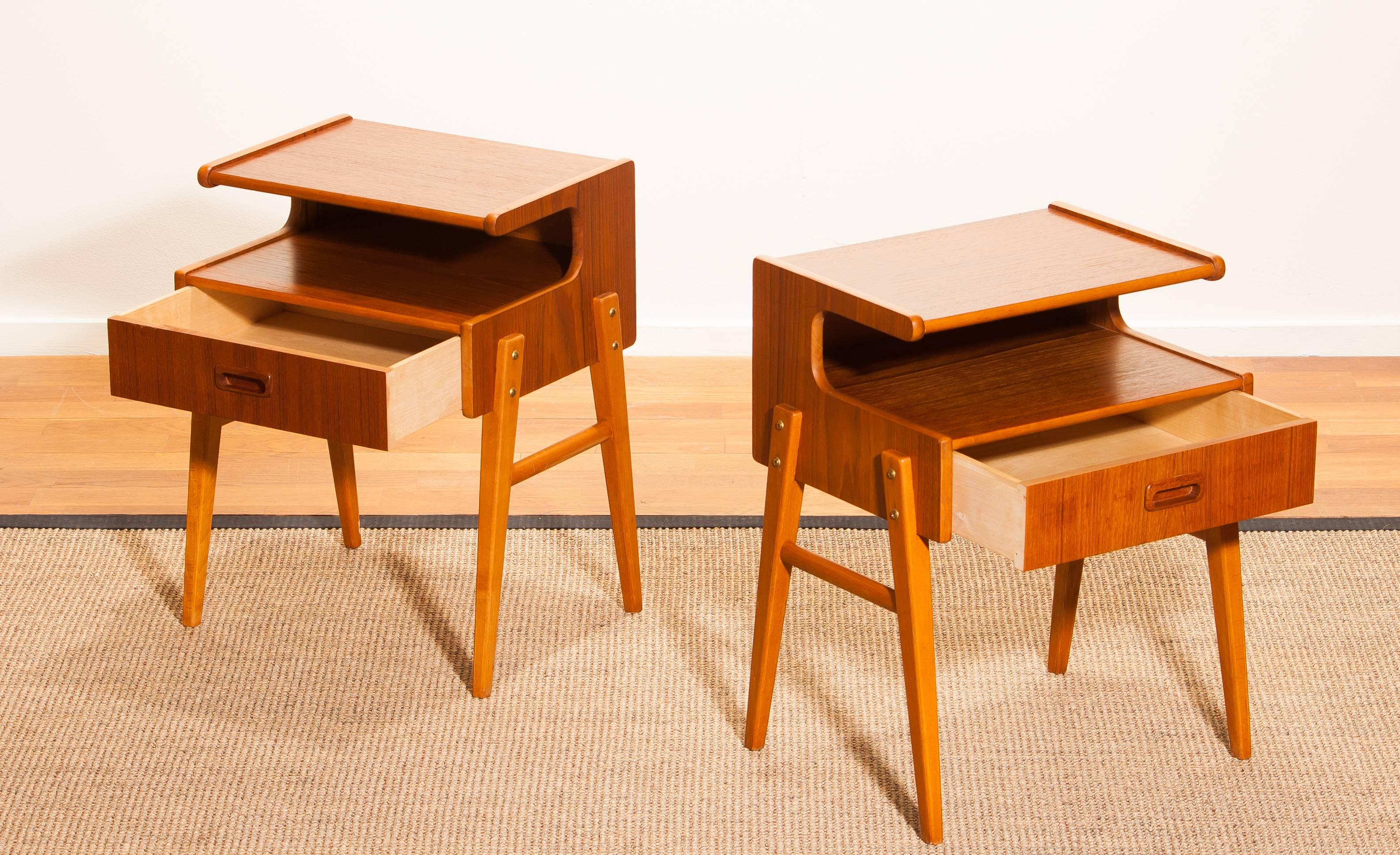 Mid-20th Century 1960s Pair of Teak 'Model C2' Bedside Tables