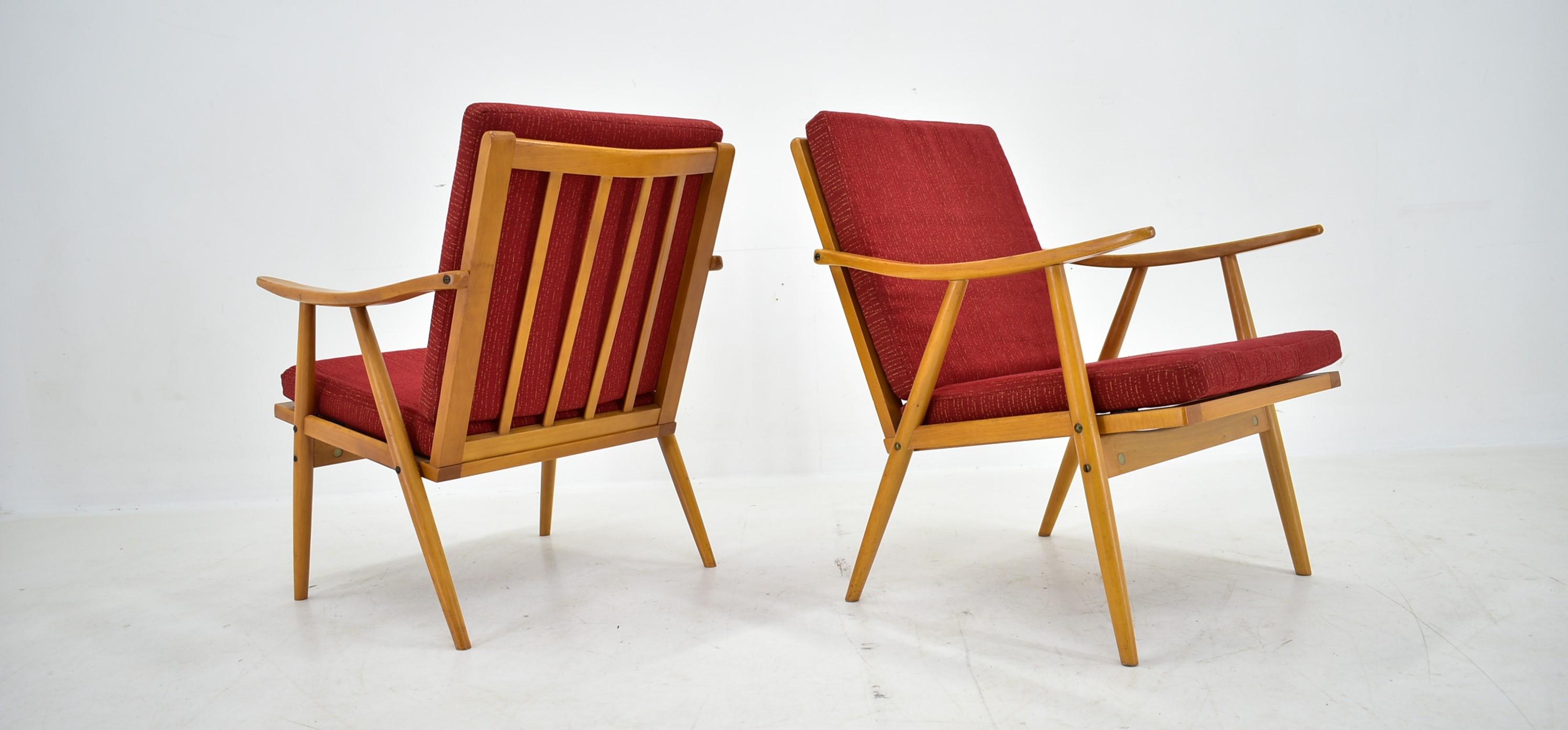 Paire de fauteuils en hêtre Ton/Thonet des années 1960, Tchécoslovaquie en vente 4