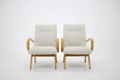 1960s Pair of Ton/Thonet Beech Armchairs, Czechoslovakia