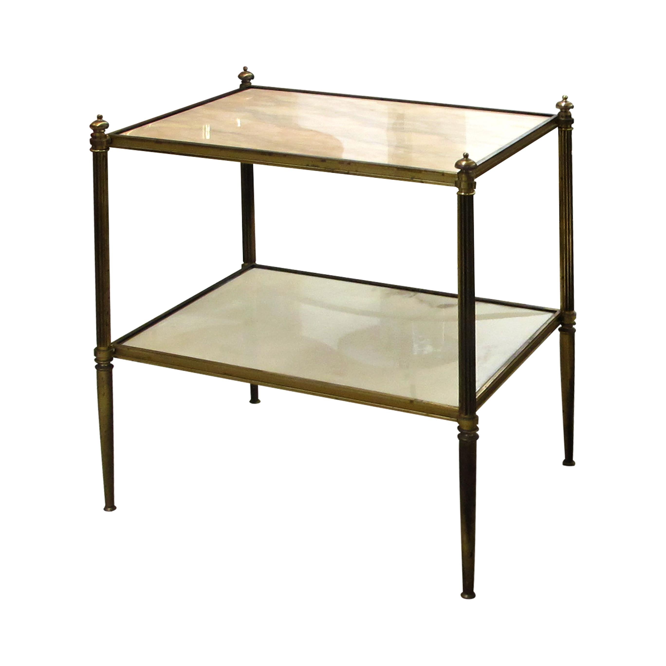 1960er Jahre Zwei Reihen Beistelltische aus cremefarbenem Marmor im Stil von Maison Bagues (Moderne der Mitte des Jahrhunderts) im Angebot
