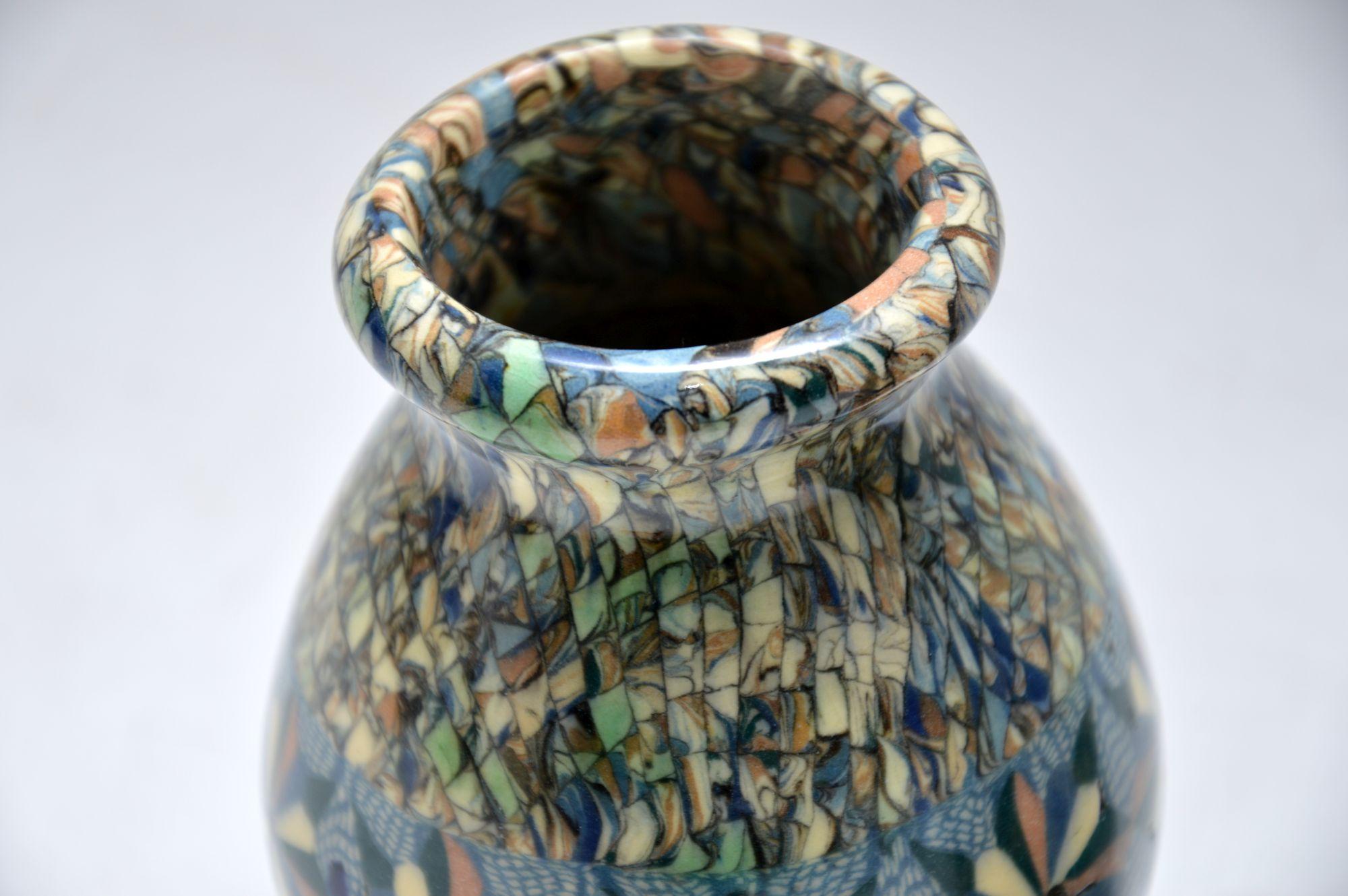 1960s Pair of Vallauris Ceramic ‘Mosaic’ Vases by Jean Gerbino 1