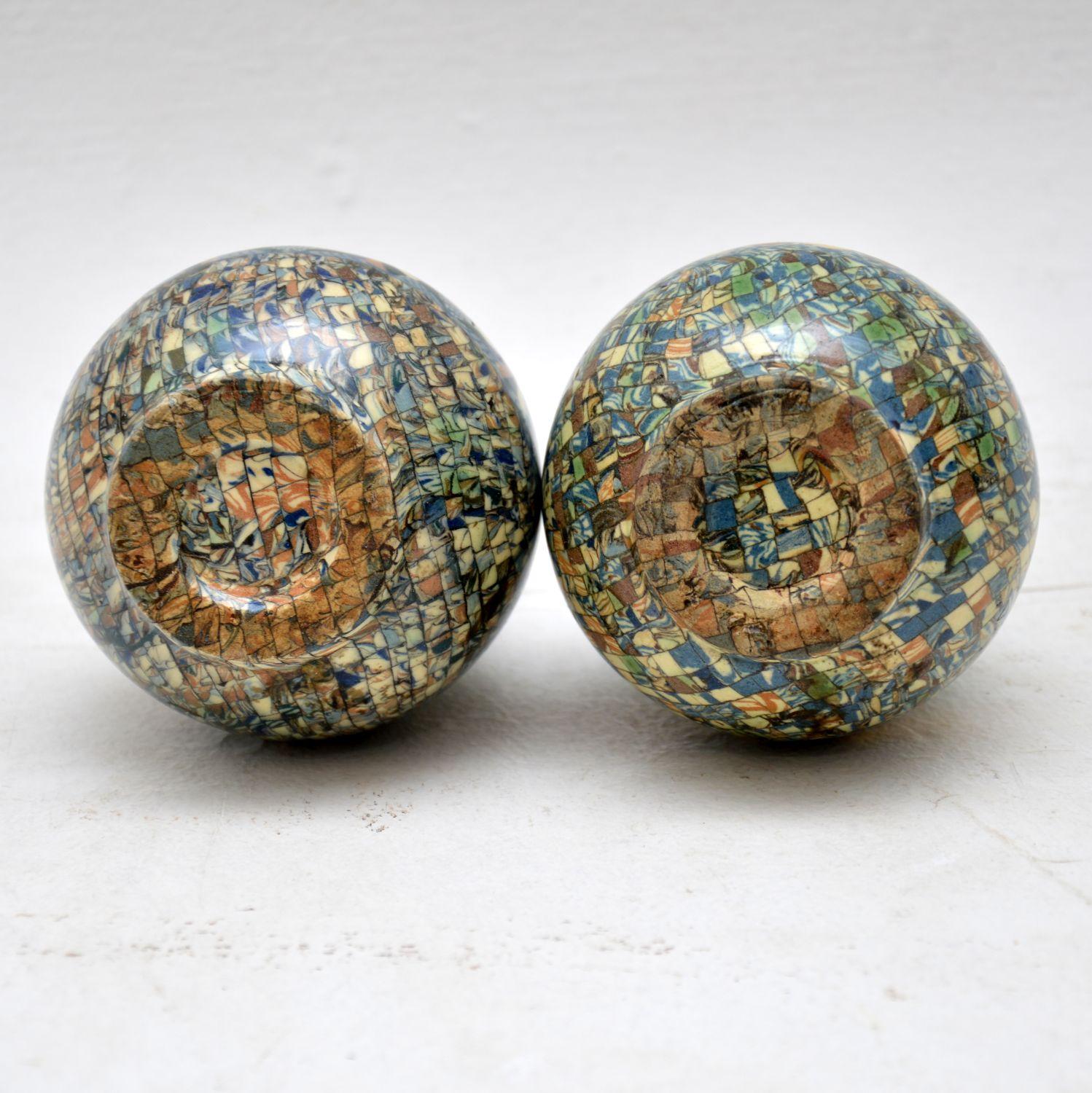 1960s Pair of Vallauris Ceramic ‘Mosaic’ Vases by Jean Gerbino 3
