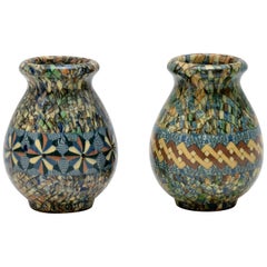 1960s Pair of Vallauris Ceramic ‘Mosaic’ Vases by Jean Gerbino