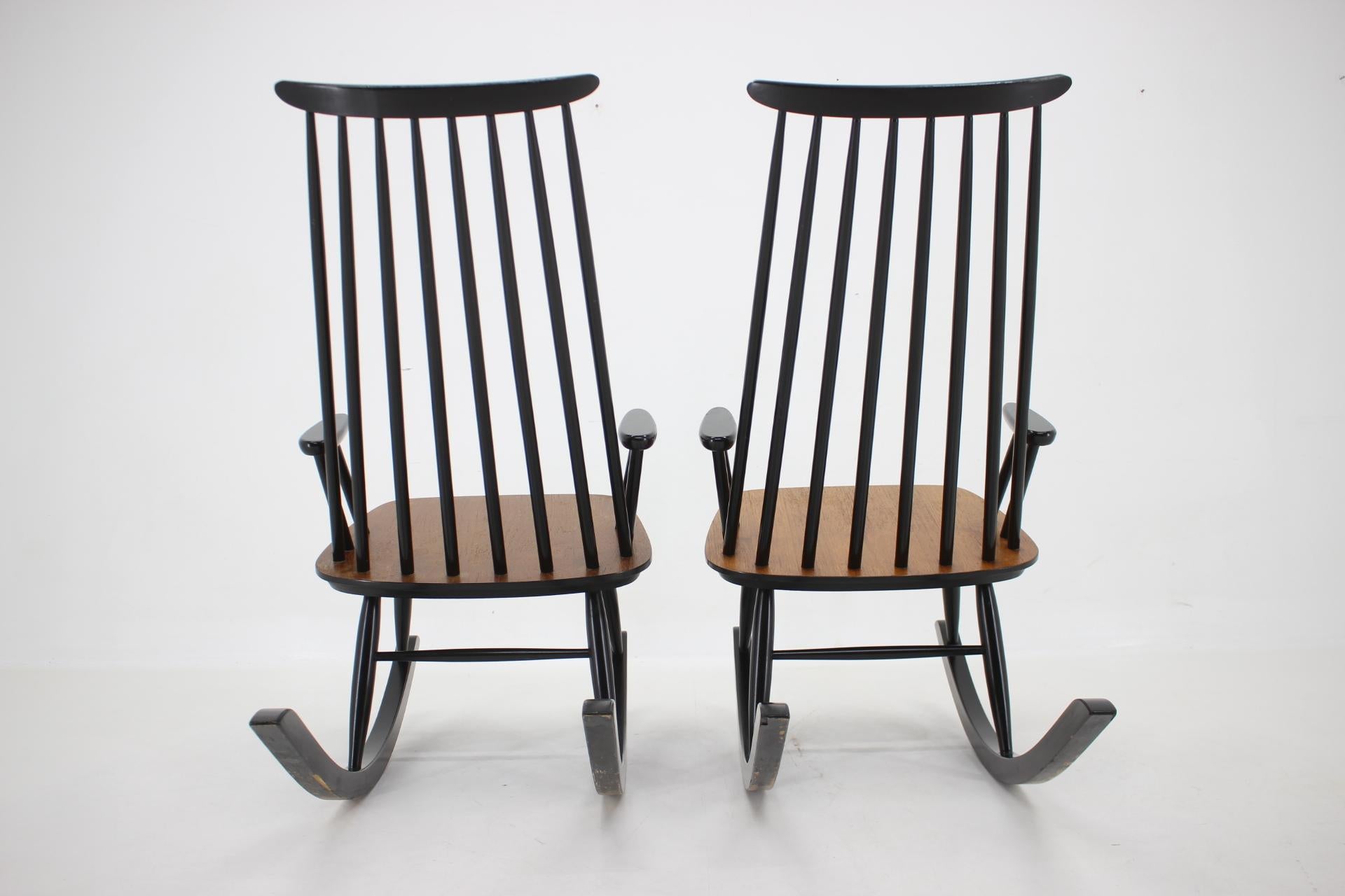 1960s Pair of Varjosen Puunjalostus Beech Rocking Chair, Finland For Sale 2