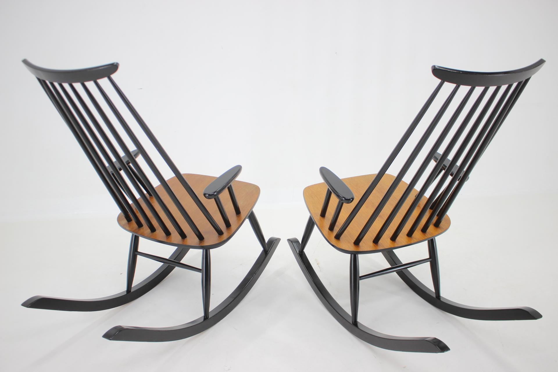 1960s Pair of Varjosen Puunjalostus Beech Rocking Chair, Finland For Sale 3