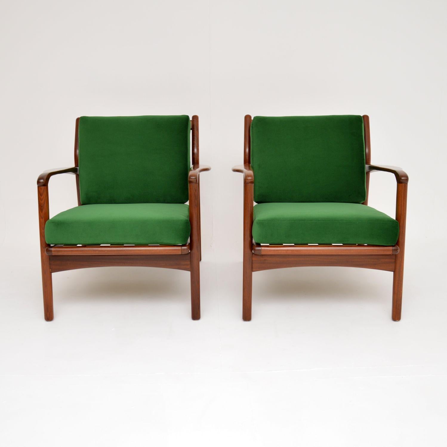 English 1960's Pair of Vintage Afromosia Armchairs by Toothill