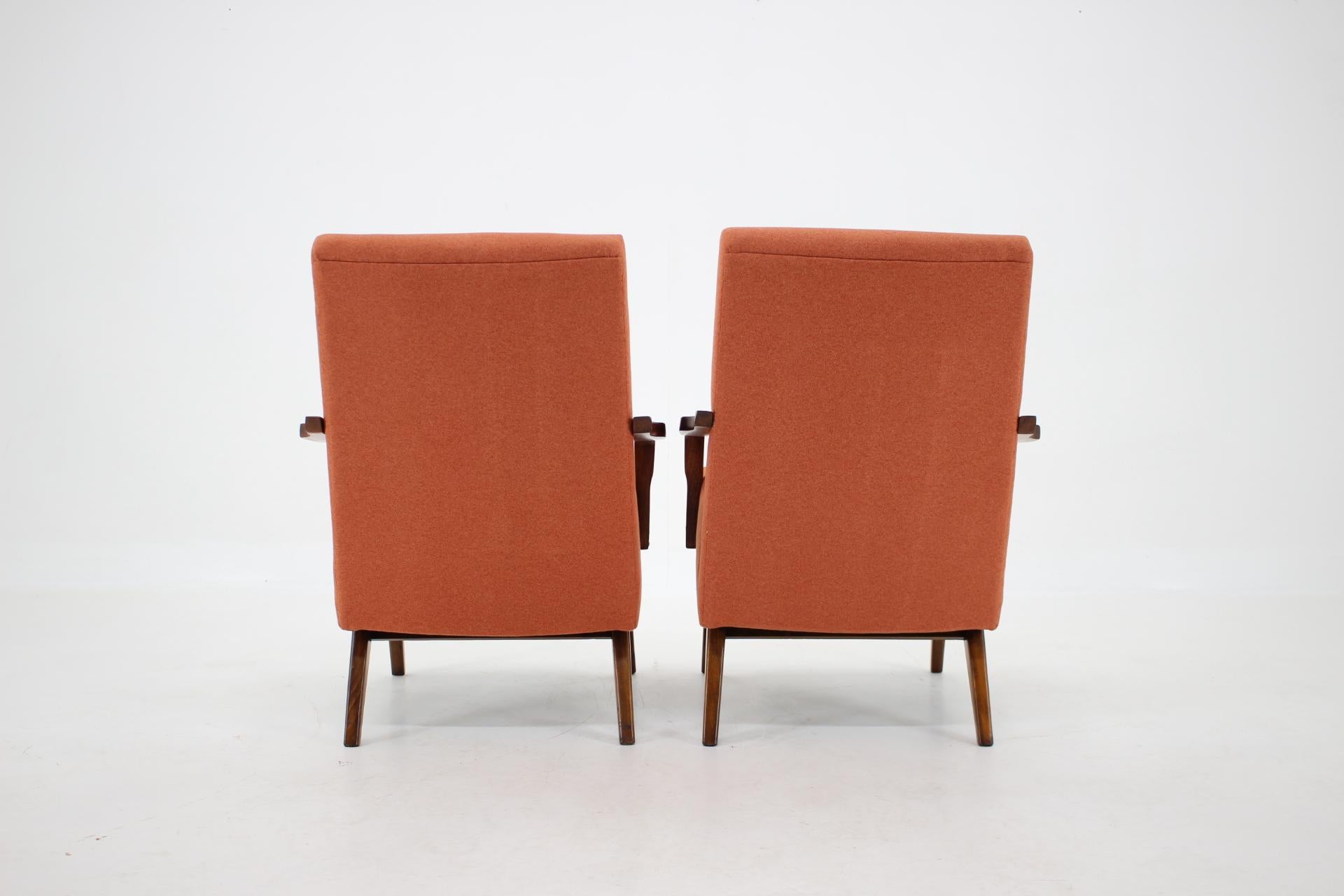 Mid-20th Century 1960s Pair of Vintage Armchairs, Czechoslovakia For Sale