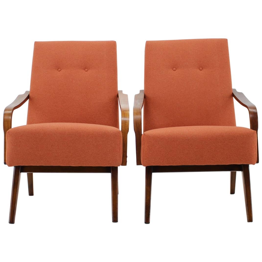 1960s Pair of Vintage Armchairs, Czechoslovakia For Sale