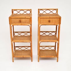 1960's Pair of Vintage Bamboo Bedside / Side Tables