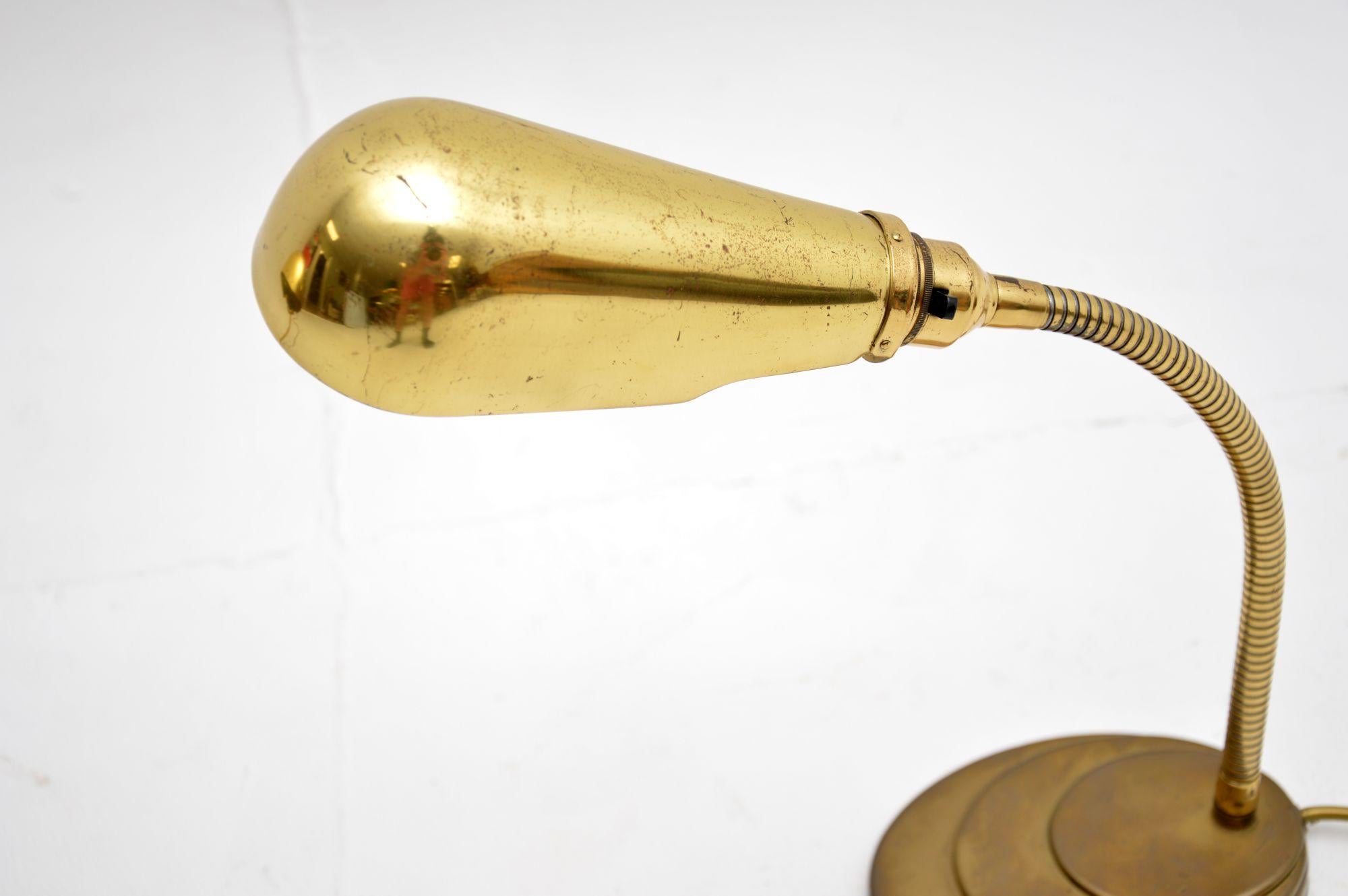 British 1960’s Pair of Vintage Brass Desk / Table Lamps For Sale