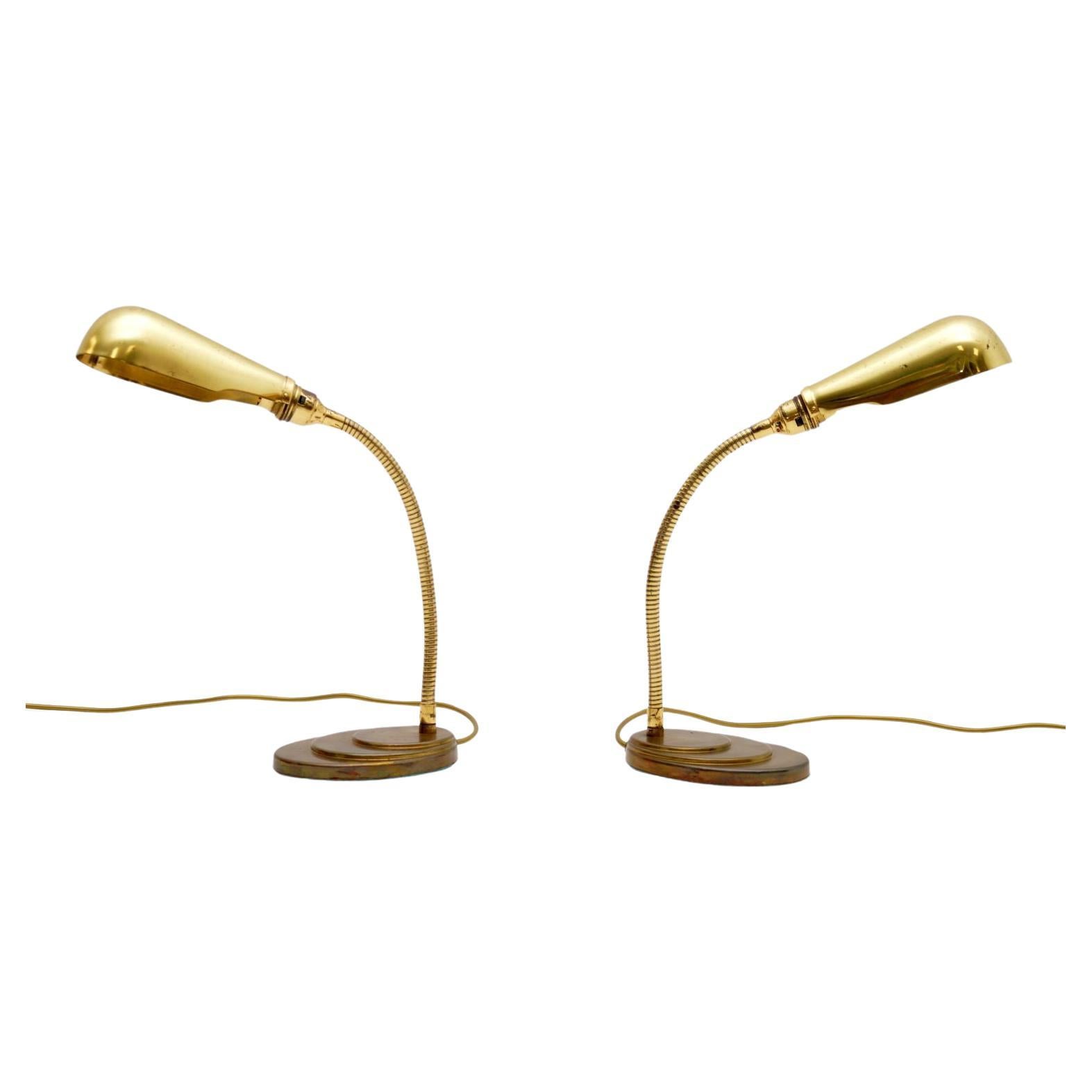 Coppia di lampade da tavolo e da scrivania in ottone vintage degli anni '60
