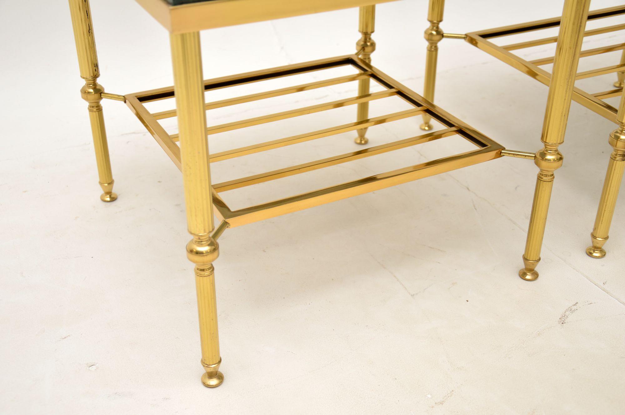 1960's Pair of Vintage Brass & Marble Side Tables 1