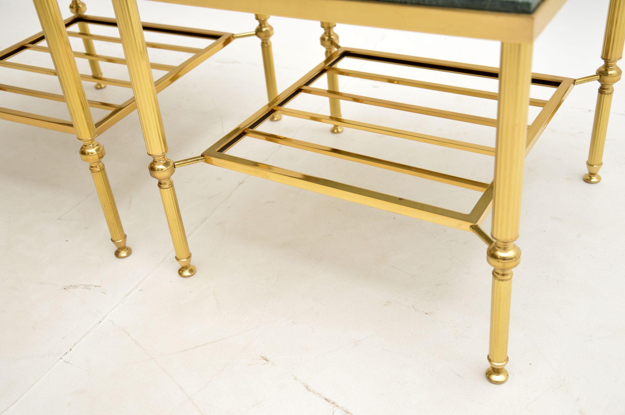 1960's Pair of Vintage Brass & Marble Side Tables 2
