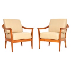 1960's Pair of Vintage Cherry Wood Armchairs by Wilhelm Knoll
