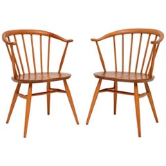 1960s Pair of Vintage Cowhorn Armchairs by Ercol
