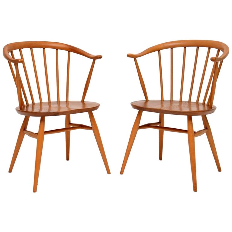 1960s Pair of Vintage Cowhorn Armchairs by Ercol at 1stDibs