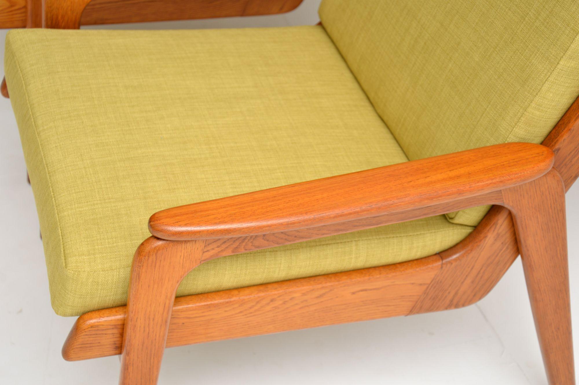 20th Century 1960s Pair of Vintage Dutch Teak and Oak Armchairs