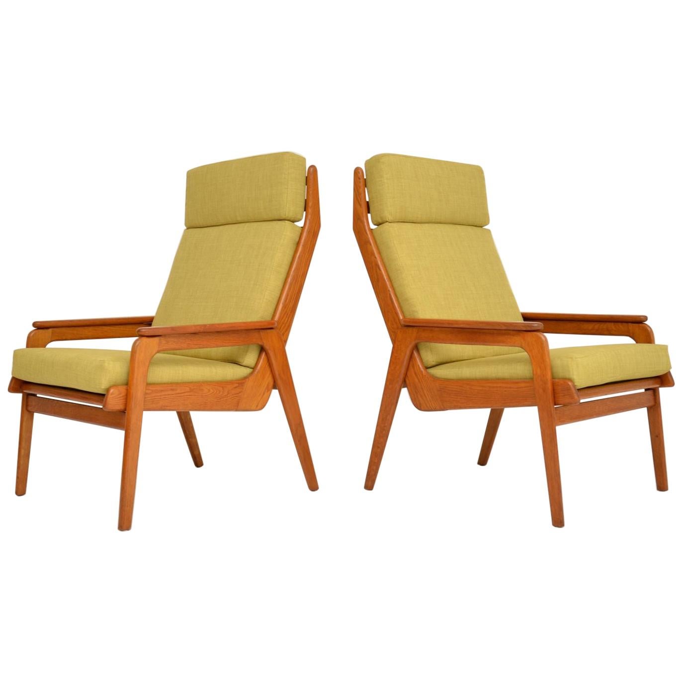 1960s Pair of Vintage Dutch Teak and Oak Armchairs