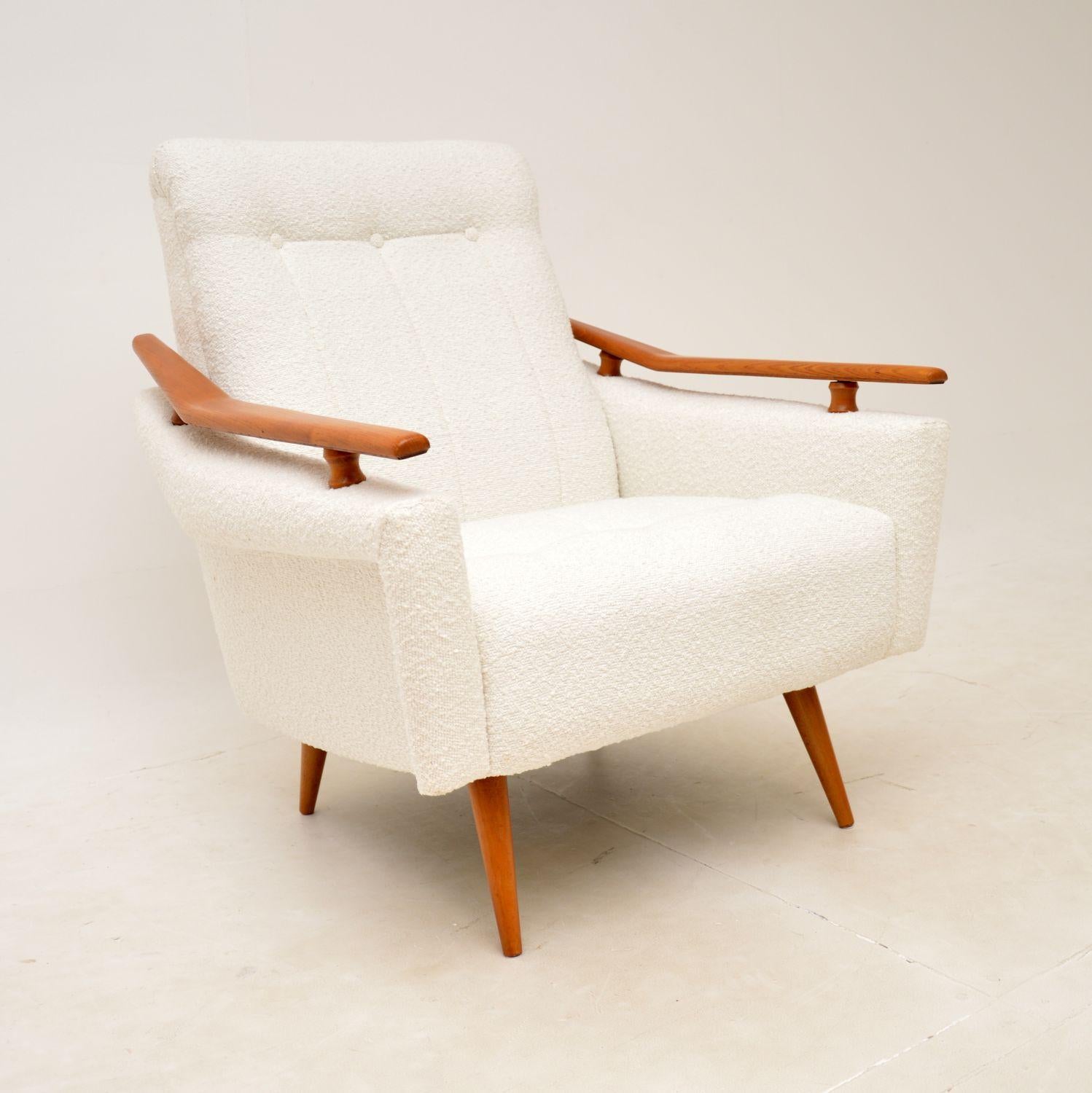 Mid-20th Century 1960s Pair of Vintage French Elm Armchairs For Sale