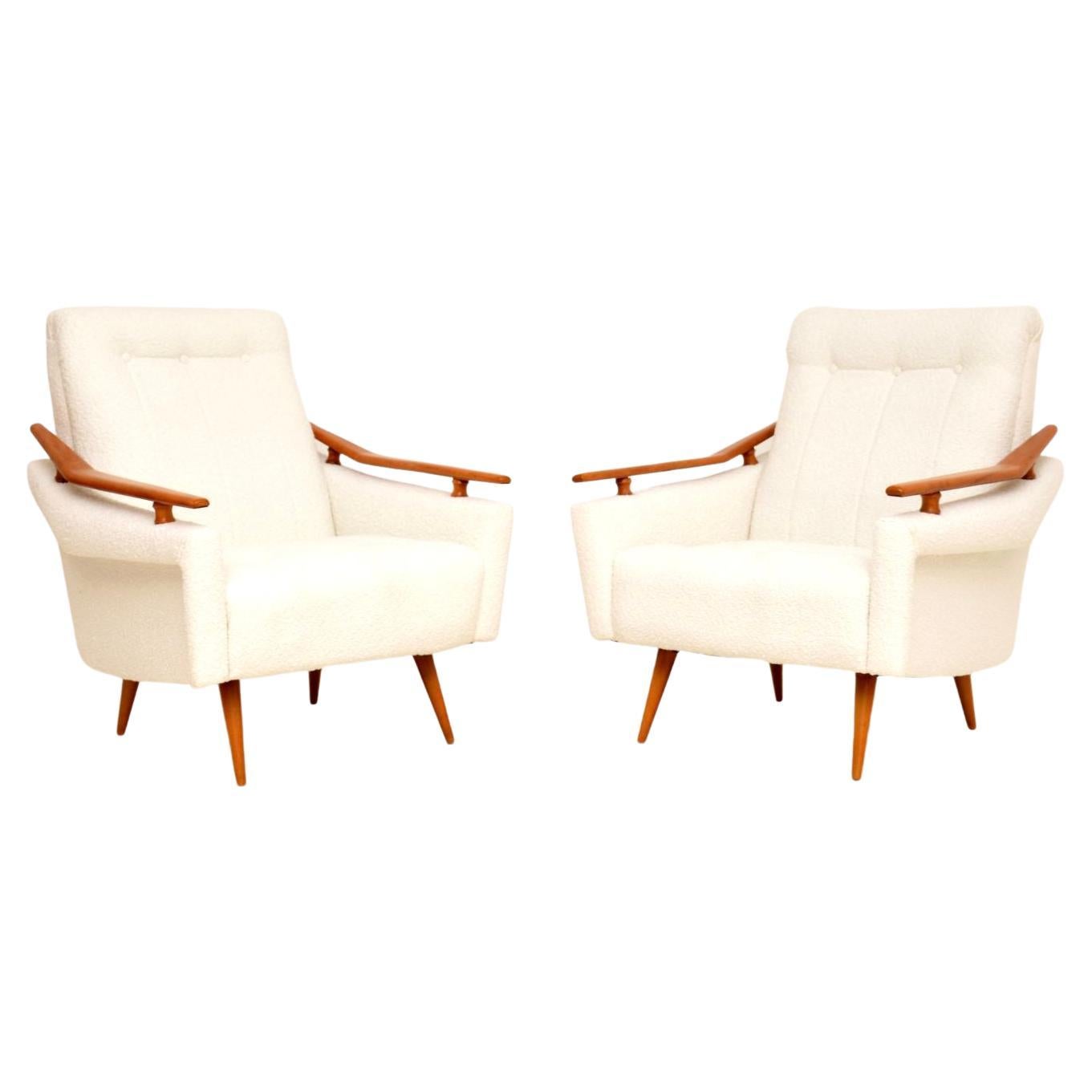 1960s Pair of Vintage French Elm Armchairs For Sale