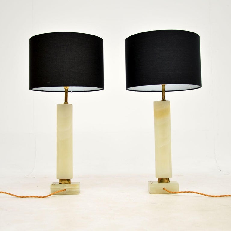 1960's Pair of Vintage French Onyx and Brass Table Lamps For Sale at ...