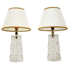 1960s Pair of Vintage Glass Table Lamps