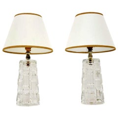 1960s Pair of Vintage Glass Table Lamps
