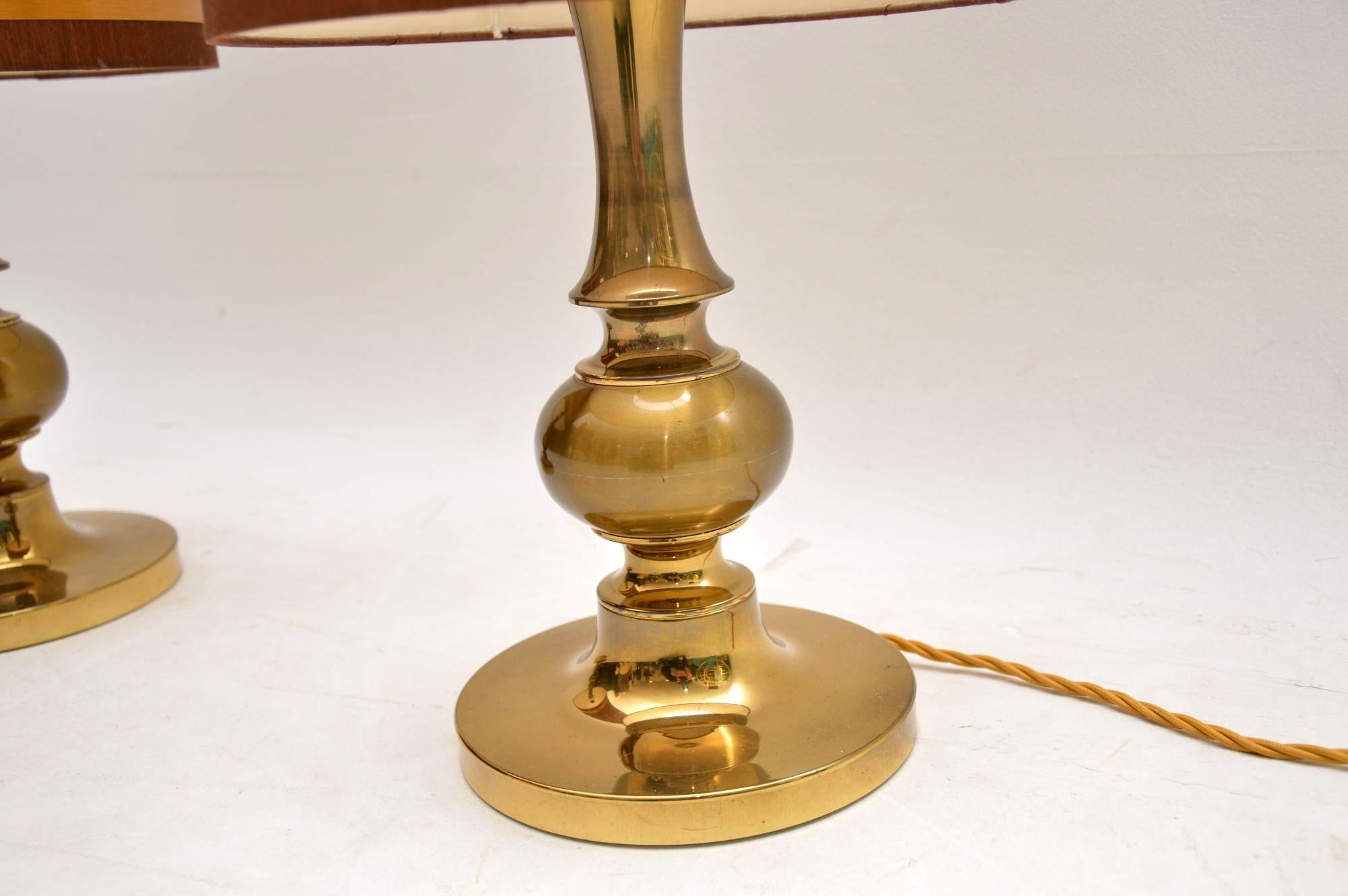 1960s Pair of Vintage Italian Brass Table Lamps In Good Condition In London, GB