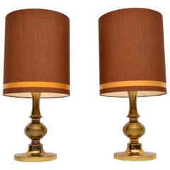 1960s Pair of Vintage Italian Brass Table Lamps
