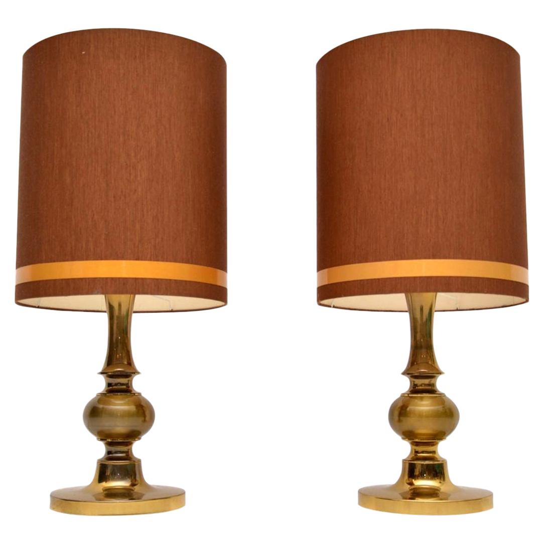 1960s Pair of Vintage Italian Brass Table Lamps