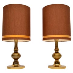 1960s Pair of Vintage Italian Brass Table Lamps